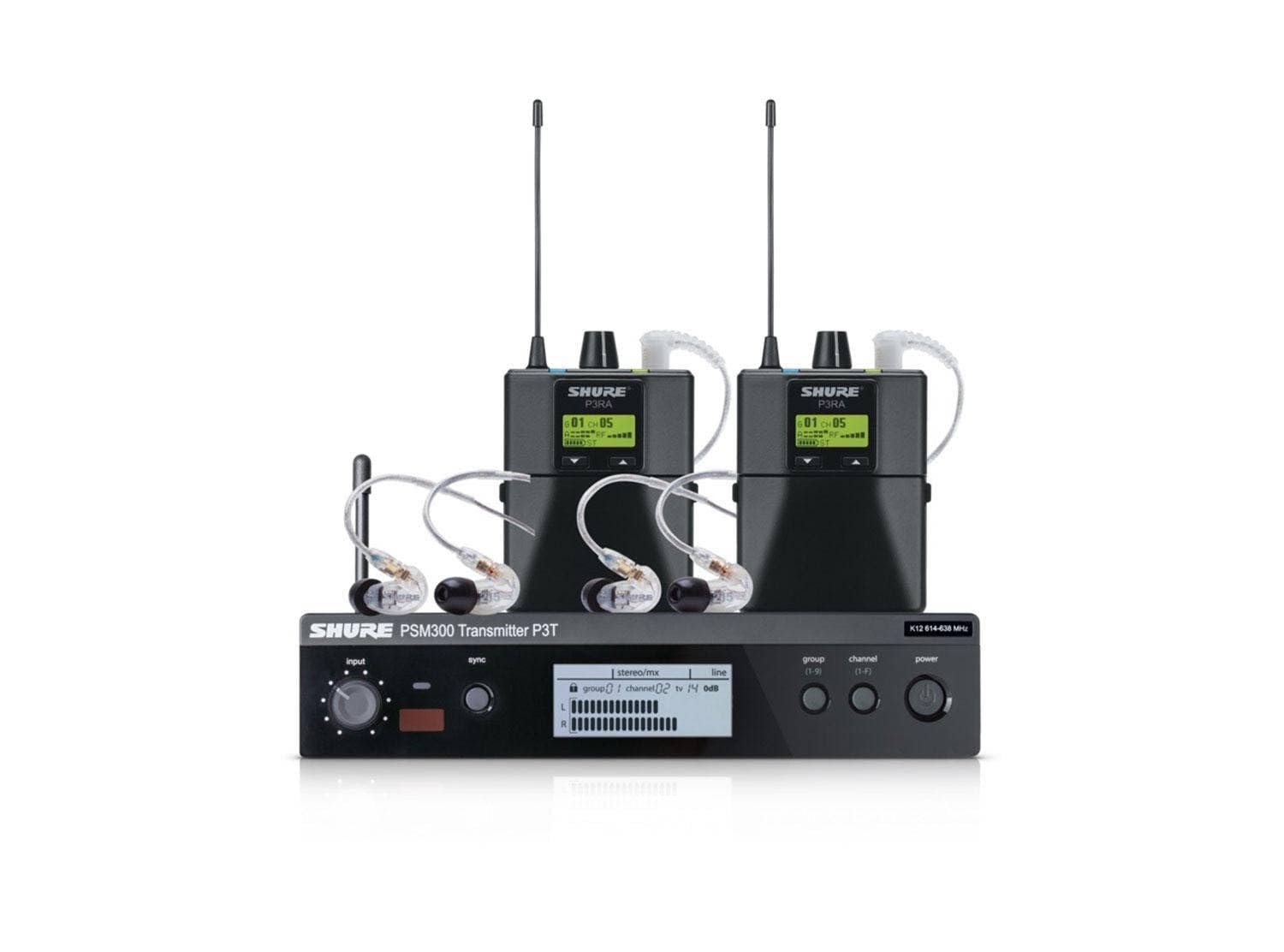 Shure PSM300 P3TRA215TWP Pro Wireless in-Ear Personal Monitor System with SE215-CL Earphones, Twinpack - H20 Band