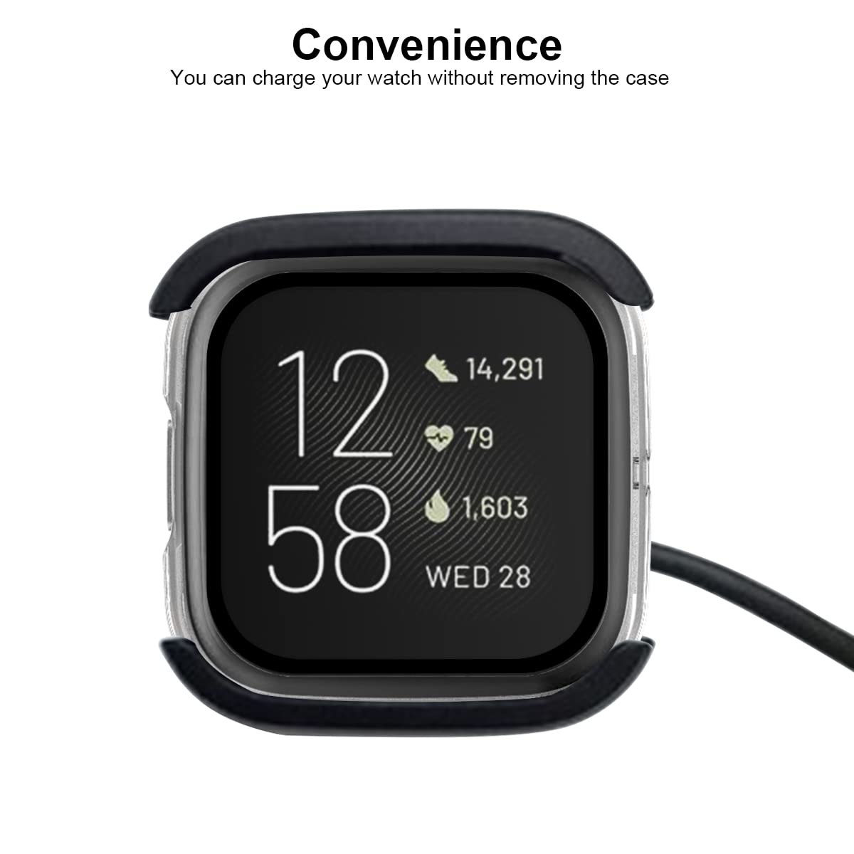 Rc Z Screen Protector For Fitbit Versa 2, Hard Matte Pc Case Full Around Frame Bumper Full Face Screen Cover Protective Case For