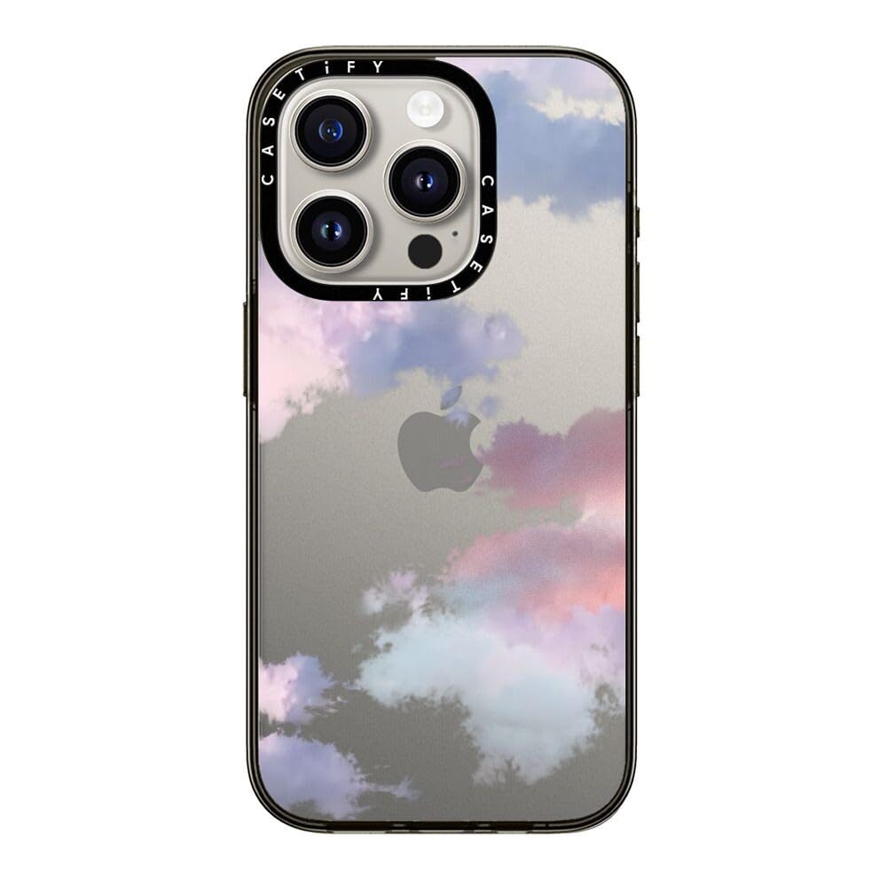 Casetify Compact Iphone 15 Pro Case [2X Military Grade Drop Tested / 4Ft Drop Protection]   Clouds   Clear Black