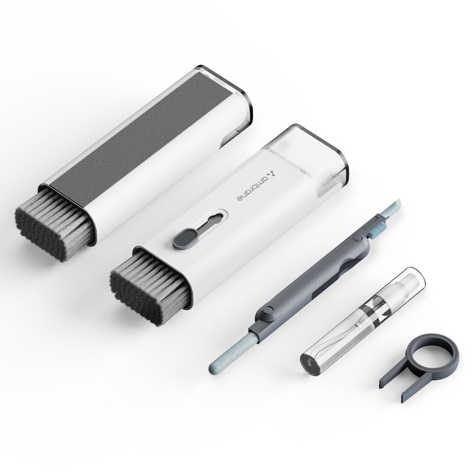 Ambrane 7in1 Cleaning Kit | AllinOne Keyboard Cleaning Kit with Brush & Cleaner for Bluetooth, AirPods, Laptop, Tablet, Phon