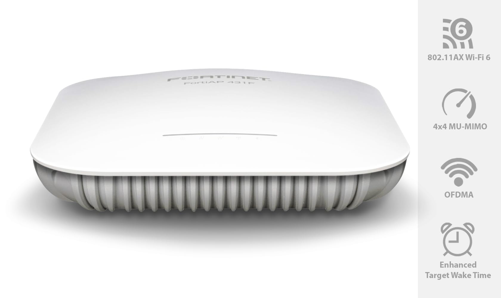 Fortinet Fortiap 431F | 4X4 Wi Fi 6 (802.11Ax), Indoor Wireless Ap: Tri Radio, Internal Antenna, 1 X 2.5 Ge & 1 X Ge Rj45 Ports
