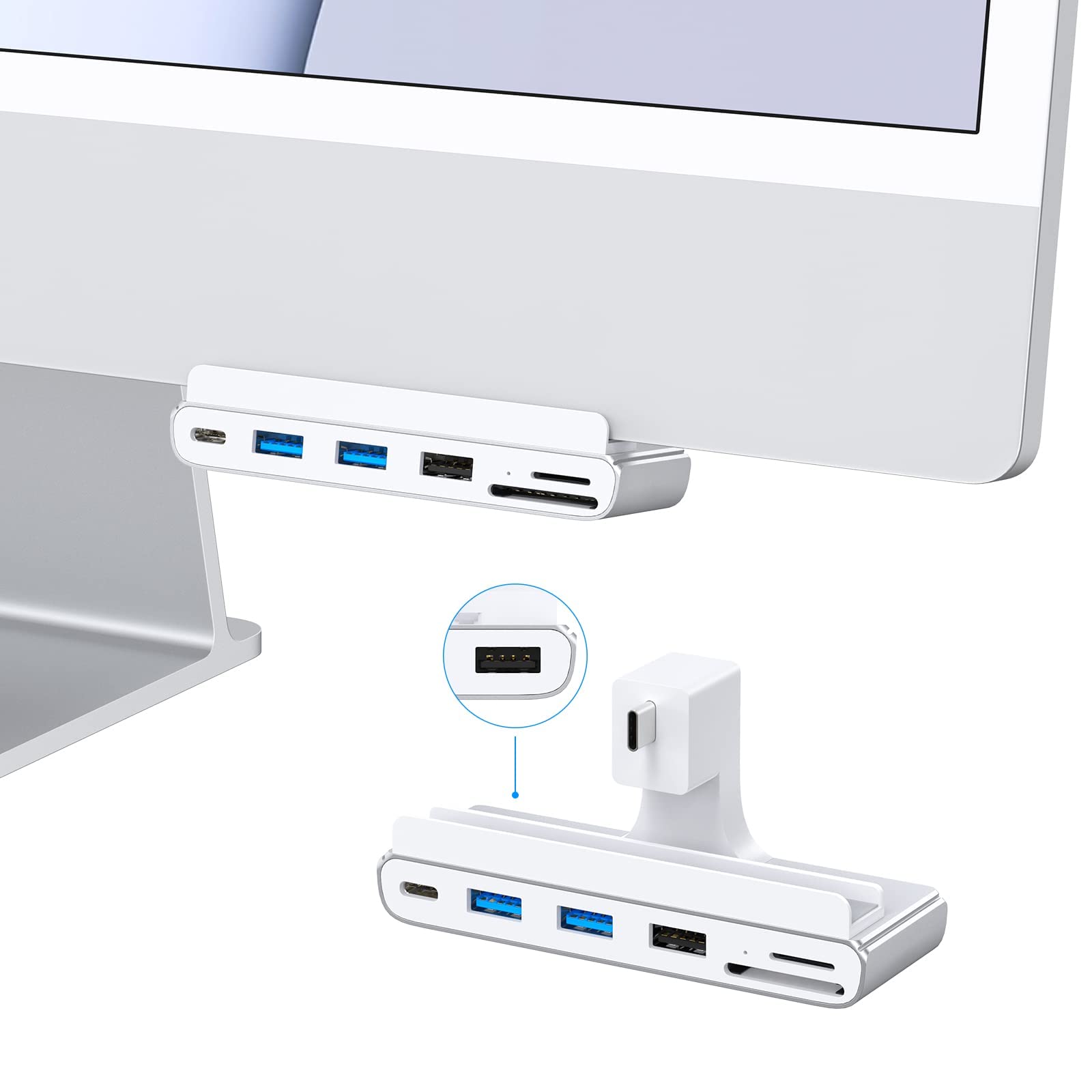 Gewokliy Usb C Hub For Imac 24 Inch, 7 In 1 Usb C Hub, Usb 3.0 5Gbps, Sd/Tf Card Reader, Usb C Docking Station For 2021 Imac 24 