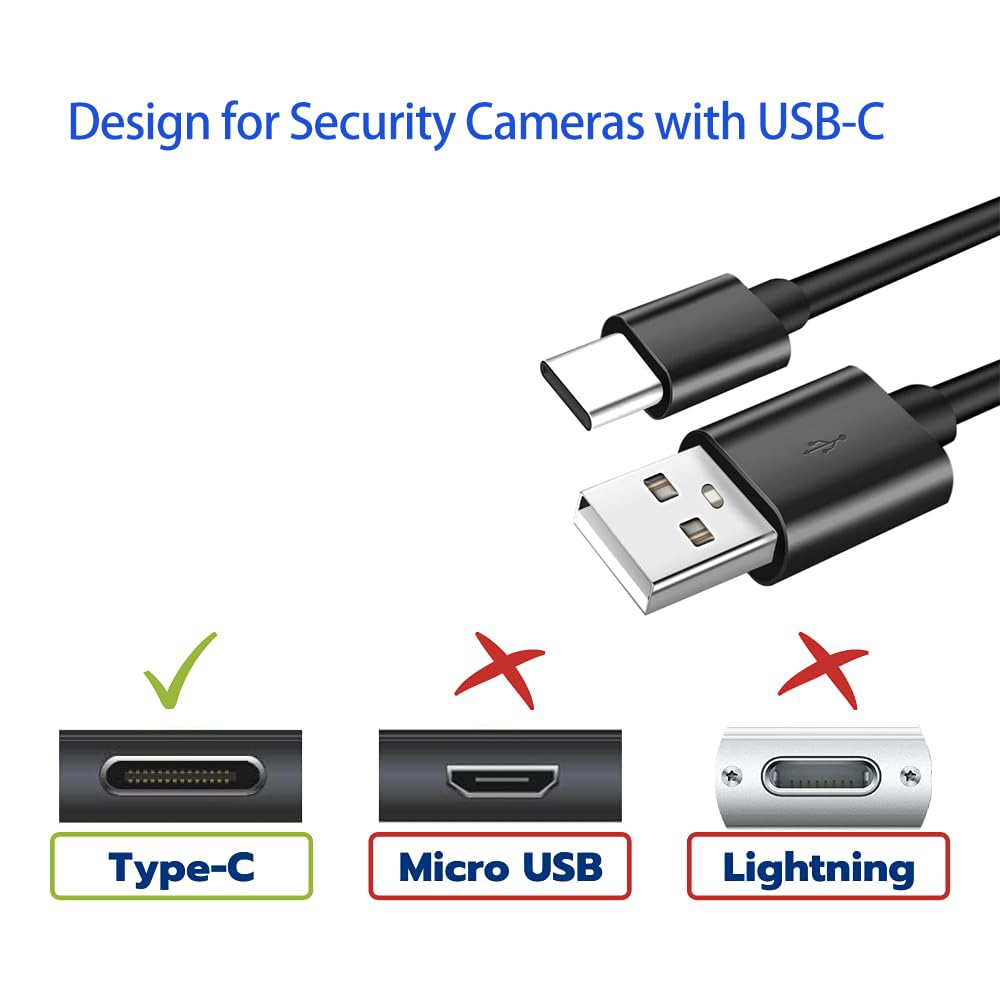 2 Pack 16.4Ft/5M Long Usb C Cable, Durable Usb A To Usb C Charging And Data Sync Cord, Power Extension Cable For Any Usb C Enabled Security Cameras Phones Tablets Switch Pro Controller And More(Black)