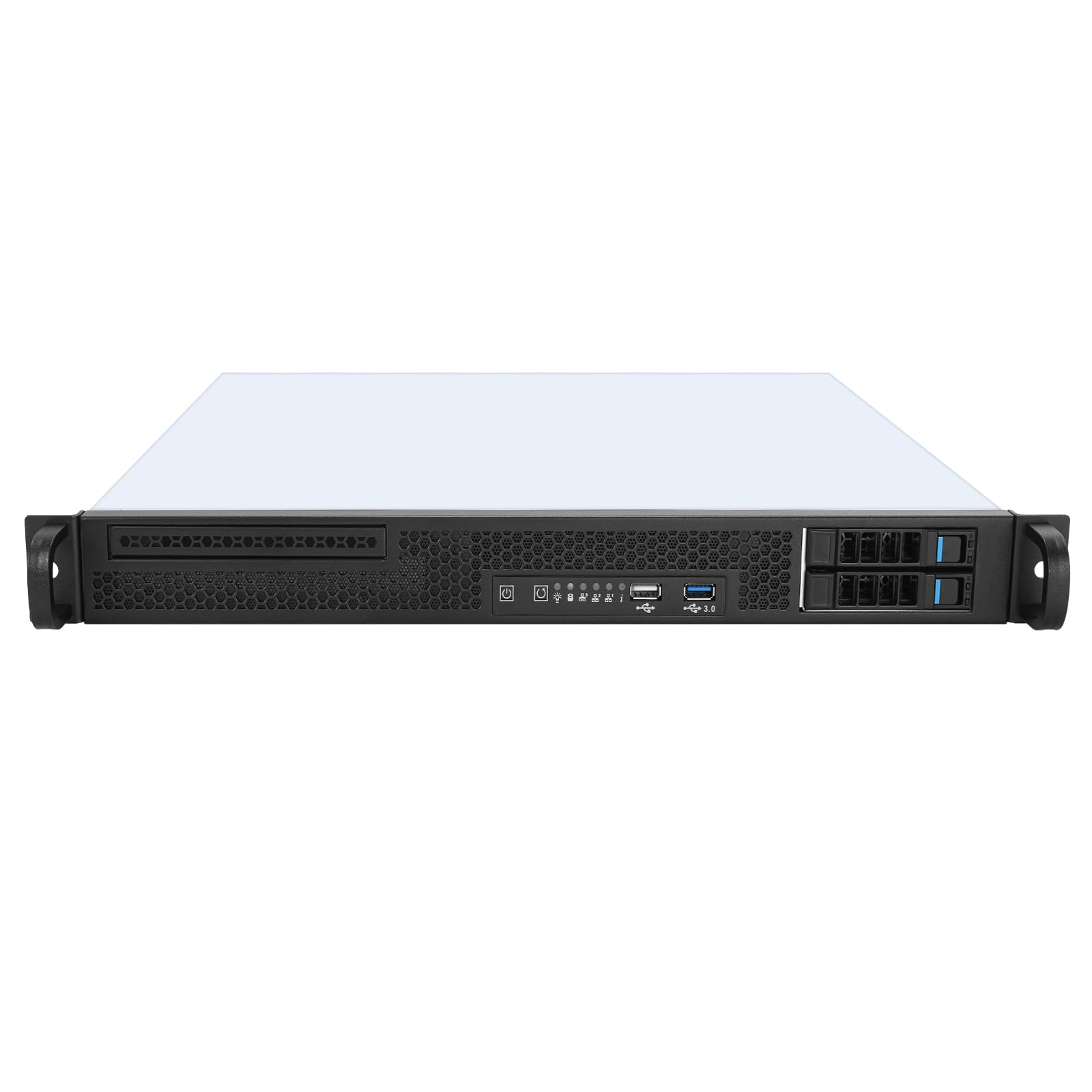 1U Rackmount Server Chassis, 19-Inch Industrial Computer Case with USB 3.0+2.0 Ports, hotswap 2 * 2.5, Black