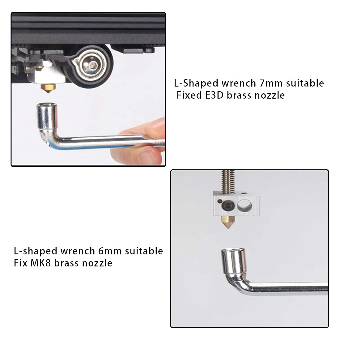 Atnsinc 6Mm 7Mm L Shaped Hexagonal Wrench Tool For Fixed Mk8 Ender 3 Brass Nozzle Included Copper Wire Toothbrush 3D Printer Acc