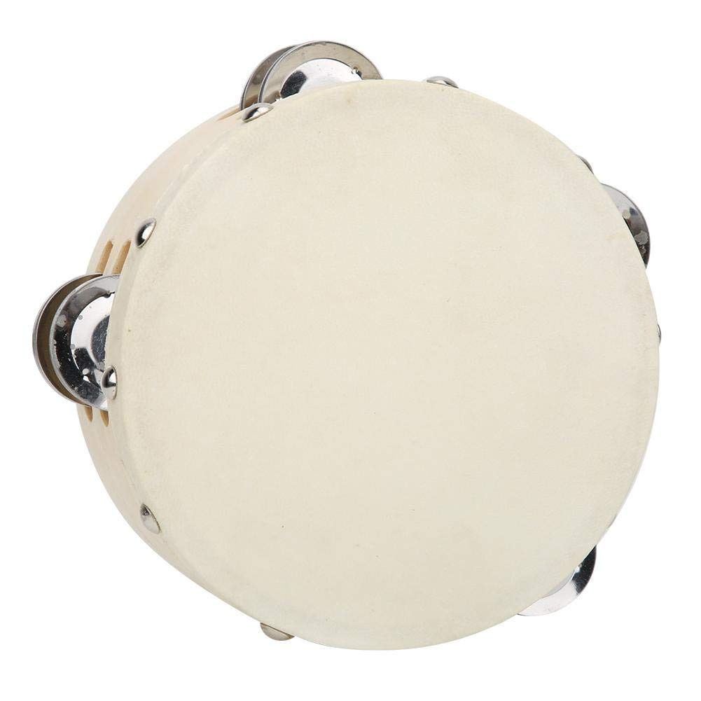 Classic Rustproof Handheld Tambourine, Double Row Jingle Educational Musical Instrument for Kids, White Childhood Education for 