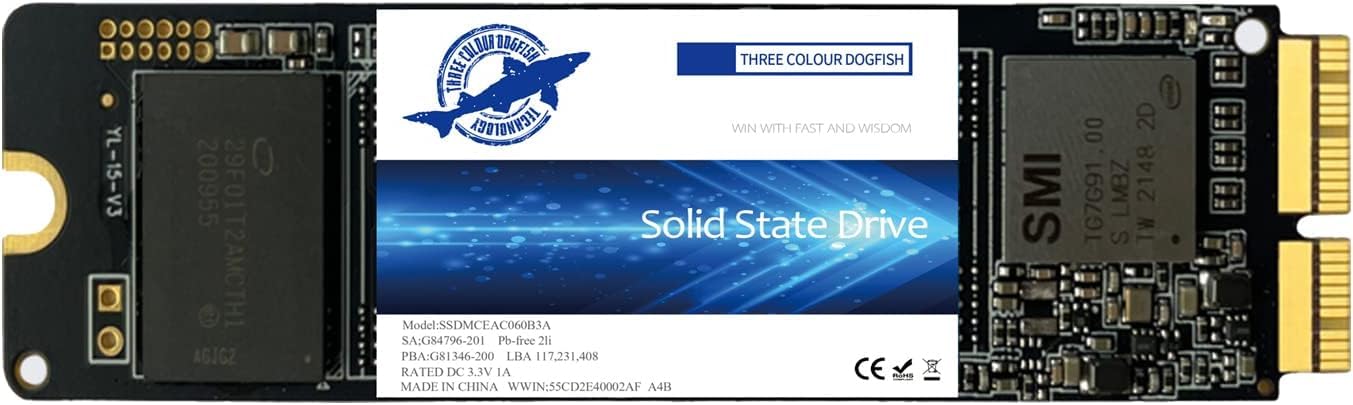 Dogfish 512Gb Nvme Ssd For Macbook Pcie Gen3X4 M.2 2280, Internal Ssd For Macbook Air A1466 A1465(2013 2017)/Macbook Pro A1398 A