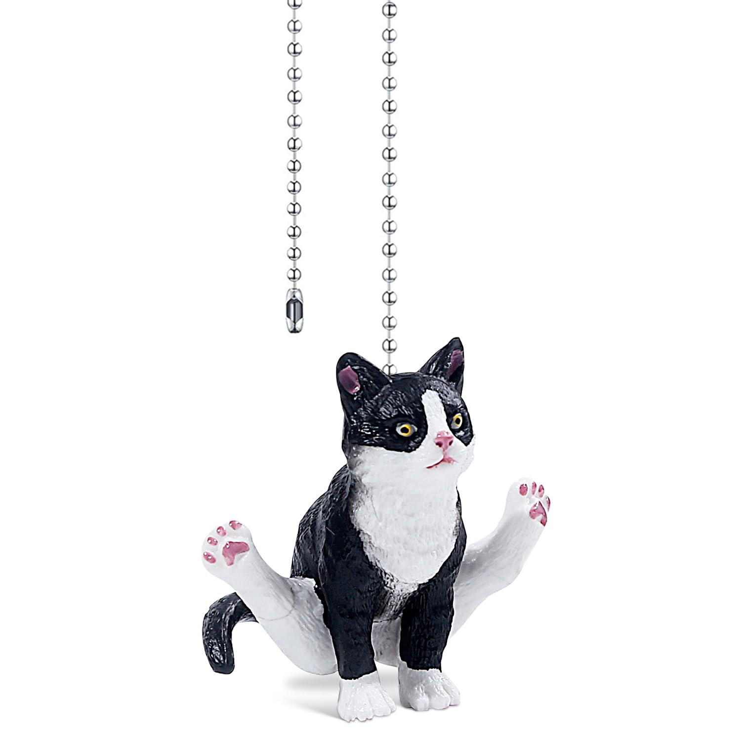Dotlite Cat Ceiling Fan Pull Chain,Cute Realistic Gym Cat Fan String Pulls Charm Extension Decorative,12in 3mm Diameter Beaded F