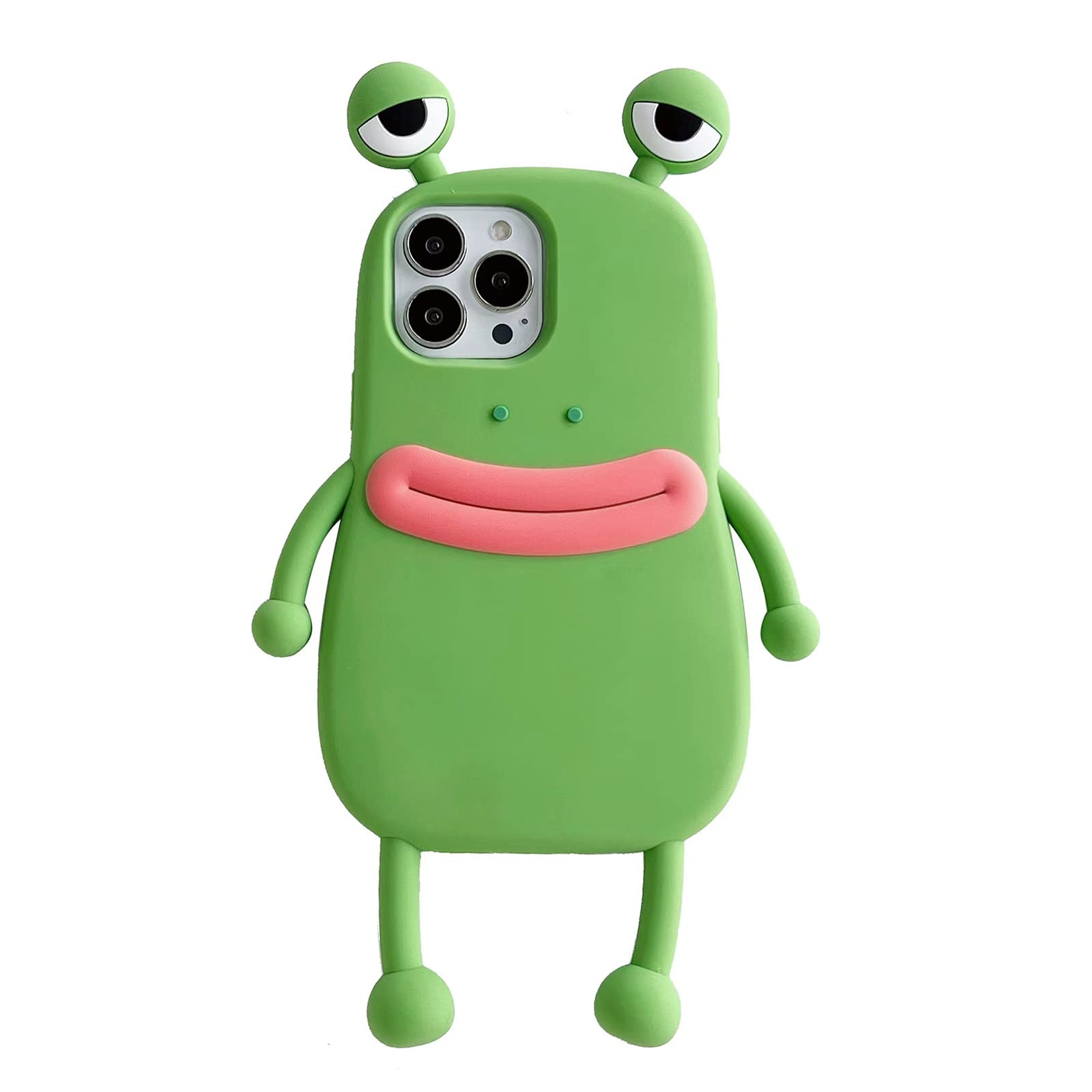 Yatchen For Iphone 14 Plus Kawaii Phone Case 3D Cartoon Cute Green Frog Phone Case Soft Silicone Unique Fun Cover Case For Women