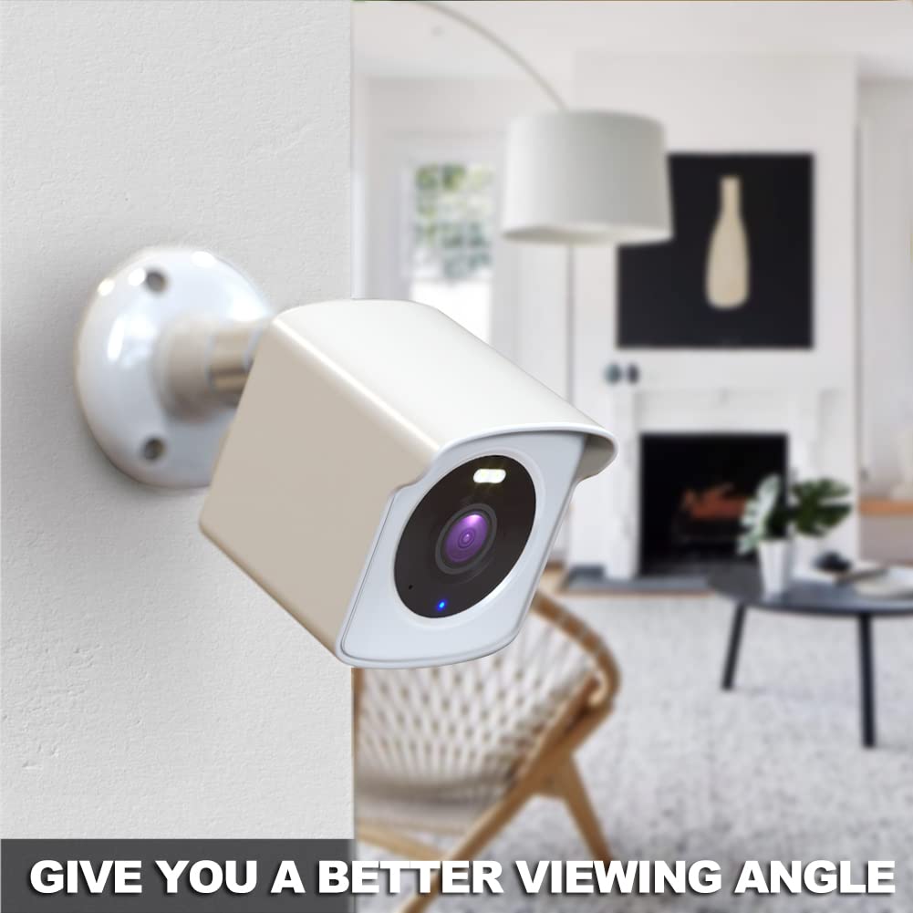 Wall Mount For Wyze Cam Og & Wyze Cam Og Telephoto, Weatherproof Protective Cover And 360 Degree Adjustable Wall Mount Bracket For Wyze Indoor Outdoor Security Camera   White,1 Pack