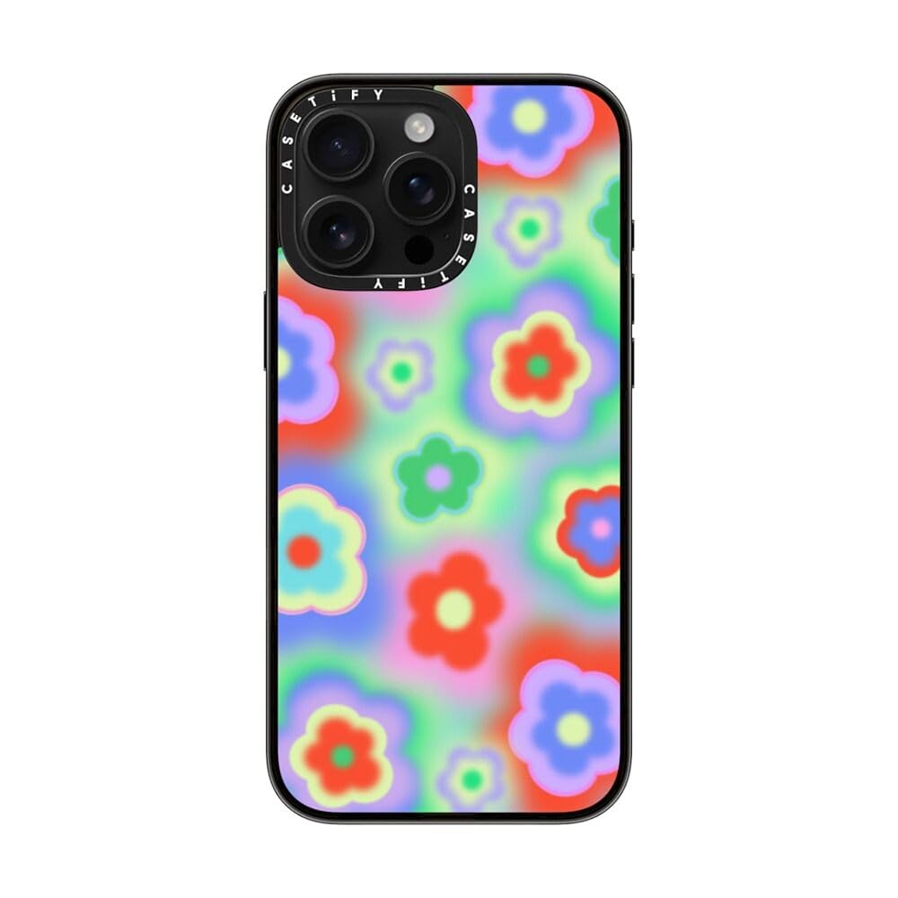 Casetify Compact Case For Iphone 16 Pro Max [Lightweight / 4 Ft. 2X Military Grade Drop Protection/Slim]   Acid Flowers   Clear