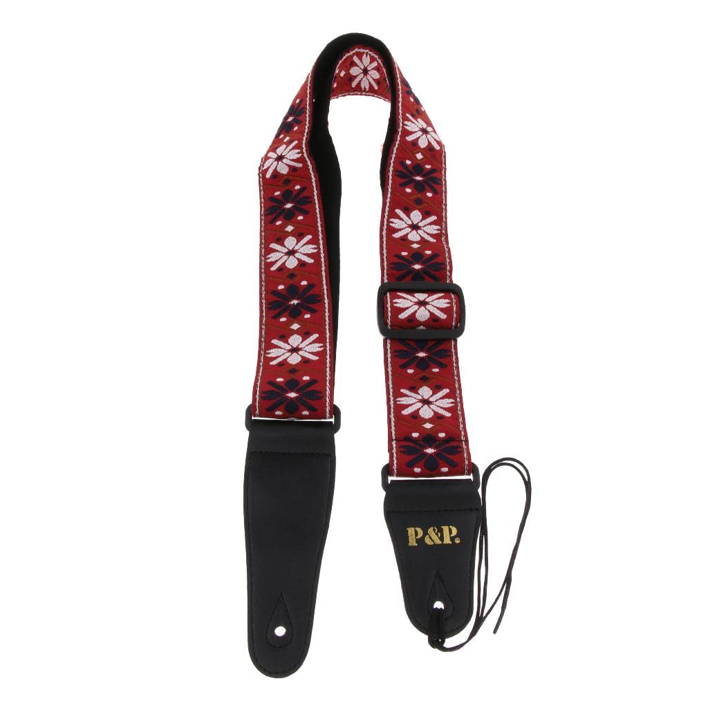 Enakshi Embroidered Guitar Neck Shoulder Strap Belt for Guitar Accessory Red|Musical Instruments & Gear | Guitars & Basses | Par