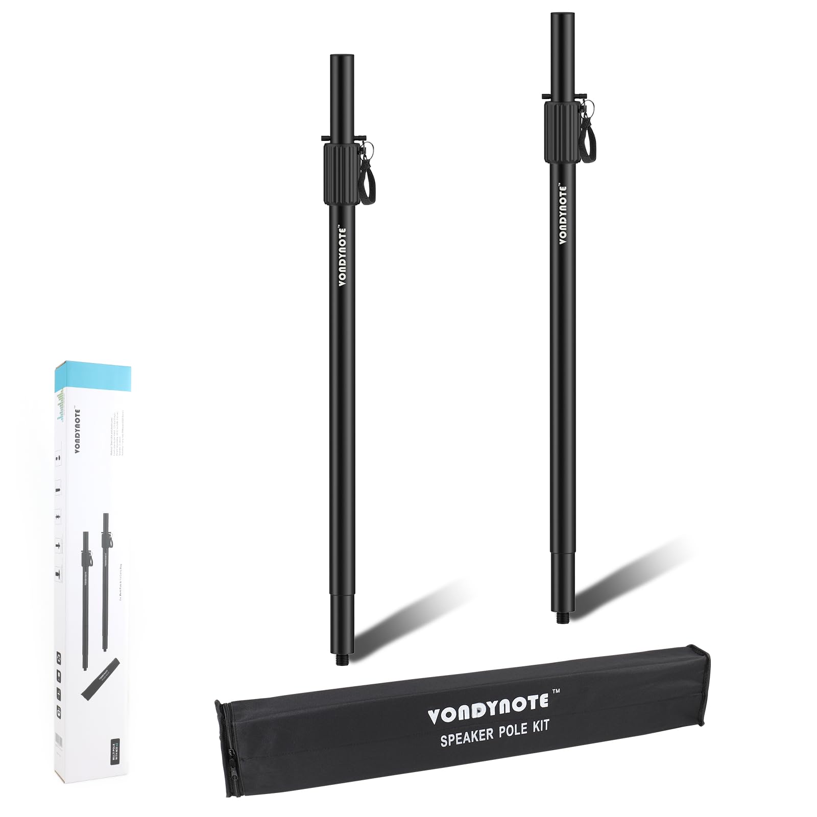 Vondynote Multi Speaker Pole For Subwoofer With Height Adjustment Fits M20 Threaded Mount And 35Mm Mount With Carry Bag, Set Of