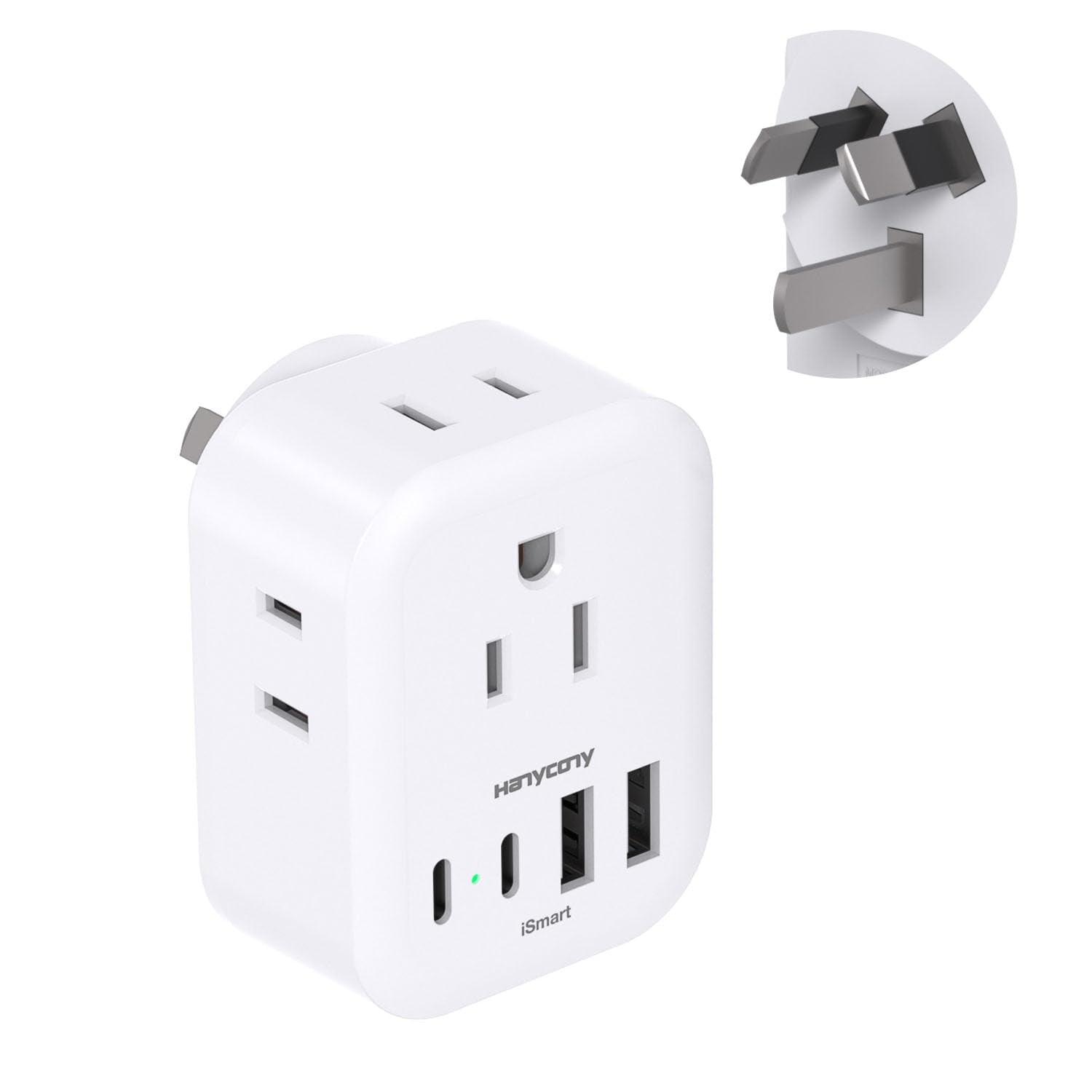 Us To Australia Plug Adapter, New Zealand Power Adapter, Type I Plug Adapter With 4 Outlets 4 Usb Ports(2 Usb C) For Usa To Aust