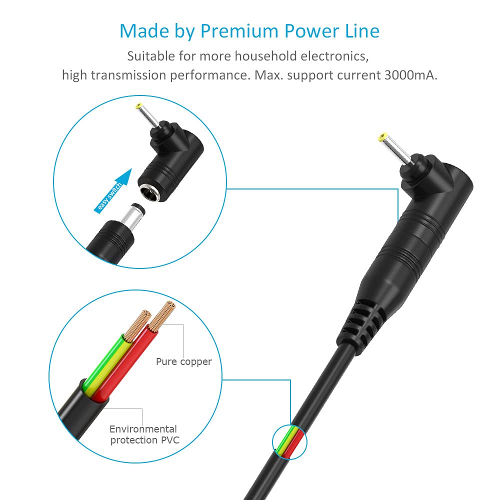 Belker Universal 5V Dc Power Cable Usb To Dc 5.5 2.1 Mm Plug Connector Tip Charging Cord With Most Frequently Used Interface Typ