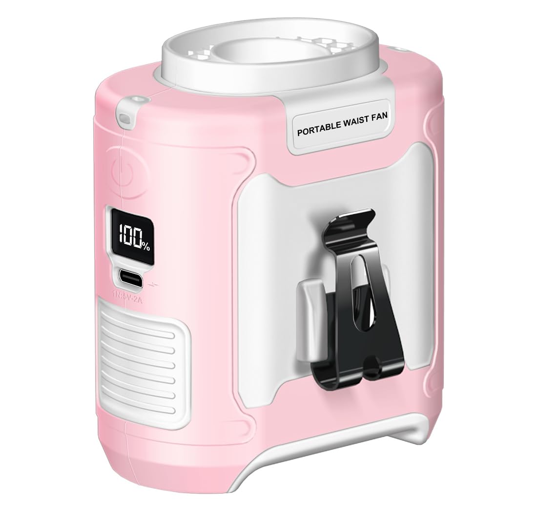 Cazokasi 2024 Upgrade 10000Mah Waist Clip Fan Wearable Fan Portable Personal Body Fan Powerful Upto 40H Cooling And Heatstroke P