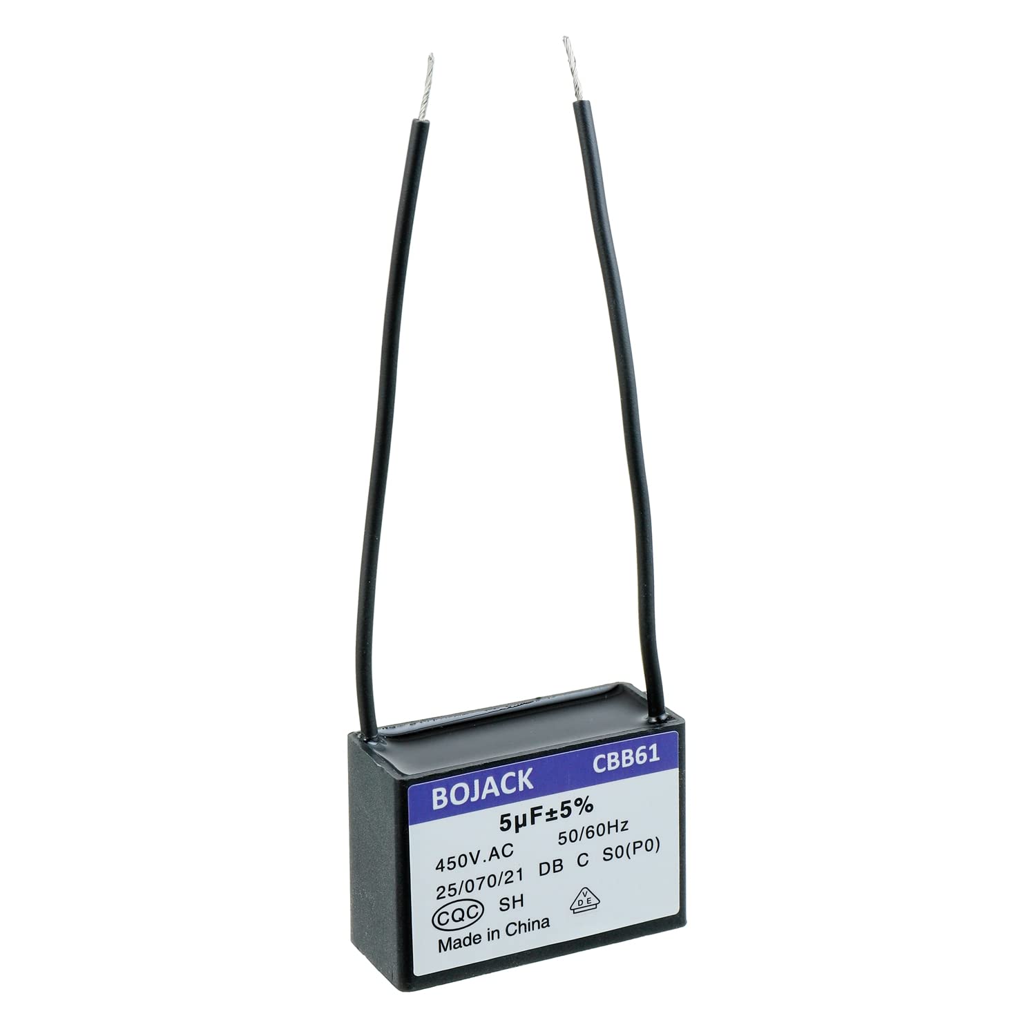 Bojack Cbb61 5 Uf 450V Ac Ceiling Fan Starting Capacitor For Compatible With Harbor Breeze & New Tech 2 Wire(Pack Of 1 Pcs)
