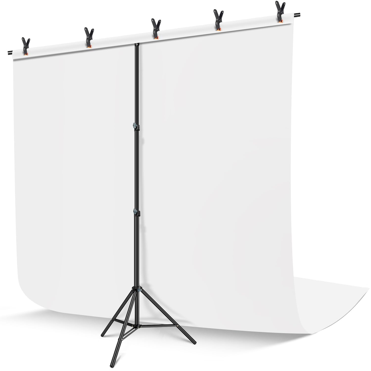 White Photo Backdrop With Stand Kit, 6.5X10Ft White Background Backdrop Screen With 6.3X6.5Ft T Shape Stand, Portable White Back