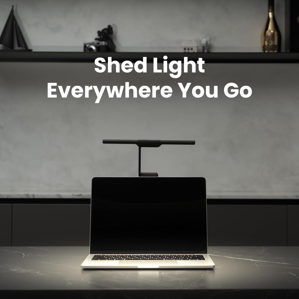 Benq Laptopbar Laptop Monitor Light (White), Auto Dimming, Brightness And Hue Adjustment, Keyboard Light, Usb Charged, Space Sav