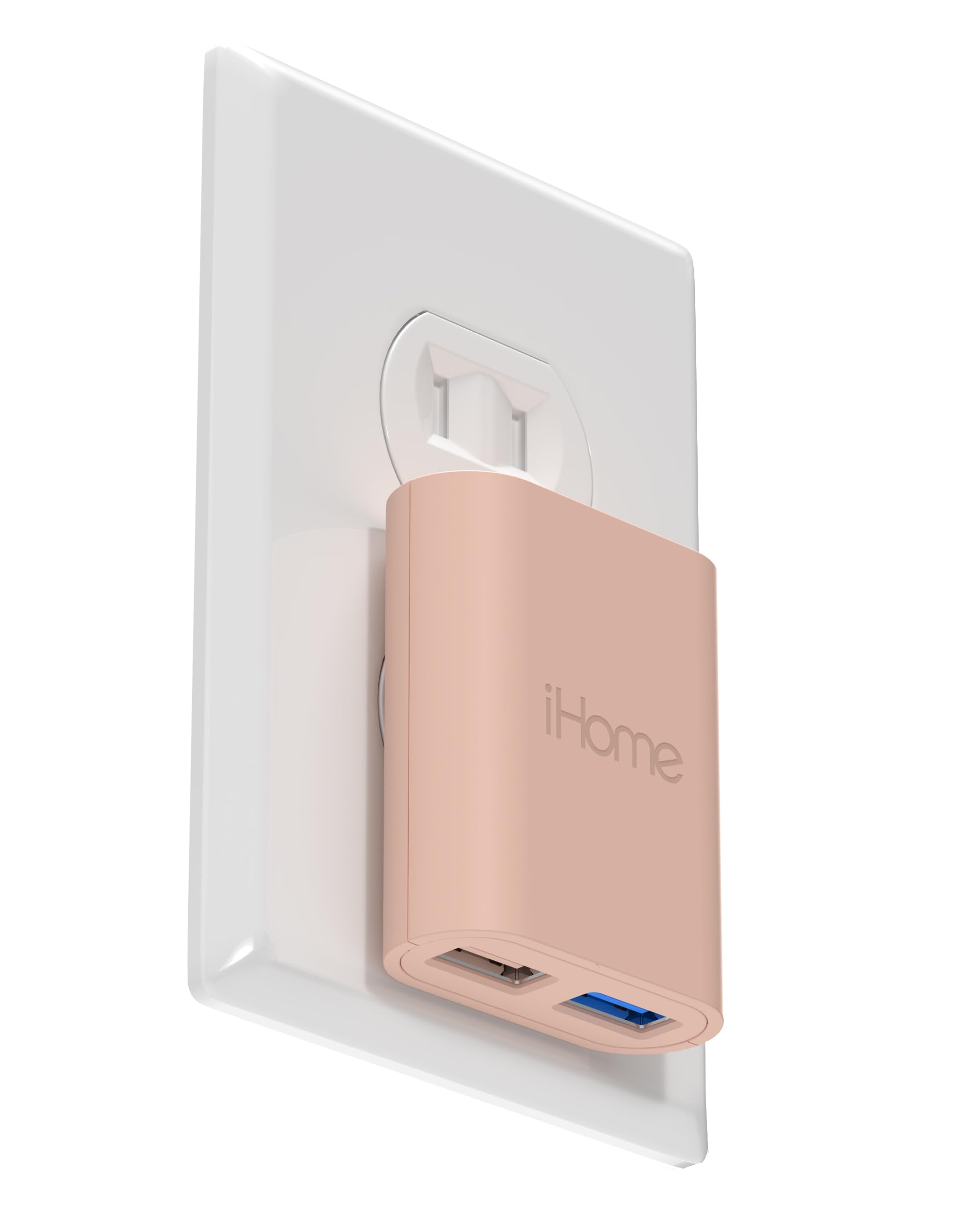 iHome 2 Port USB Wall Charger: AC Pro Multiport USB Charger, USB Plug Adapter & Phone Charging Block, Double USB Wall Plug, Flat