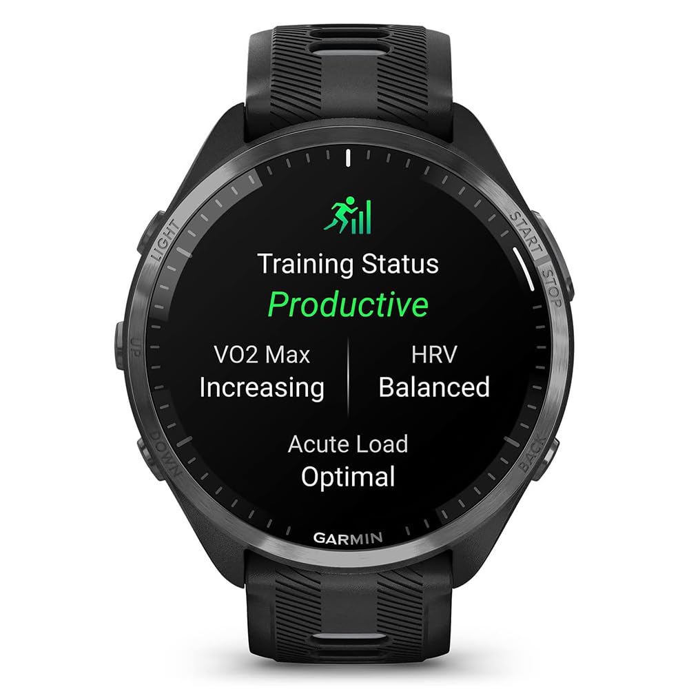 Garmin 010-02809-00 Forerunner 965 Running Smartwatch Black And Powder Gray Bundle With 2 Yr Cps Enhanced Protection Pack
