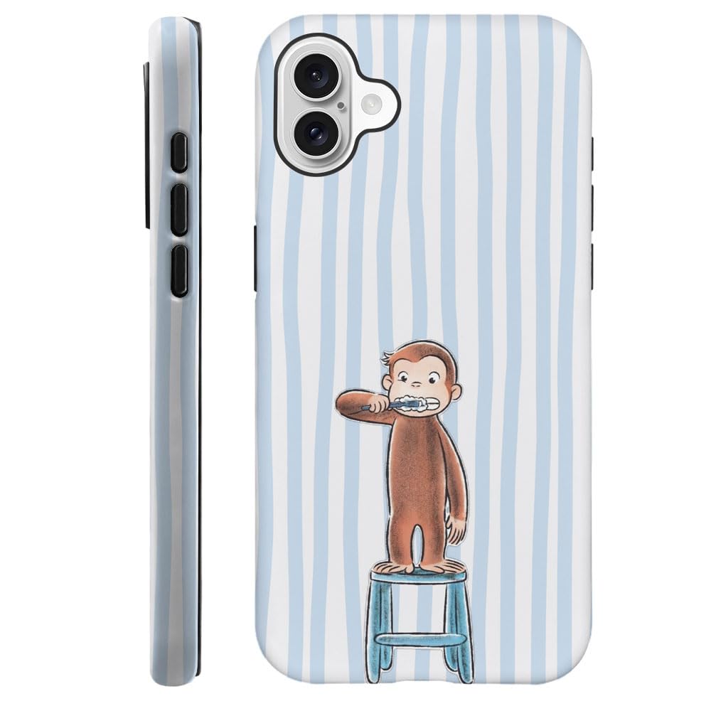 Case for iPhone 16 Plus - [Drop Protection Phone Cover] - Hybrid Case for Girl Women - Funny Monkey Stripes 01