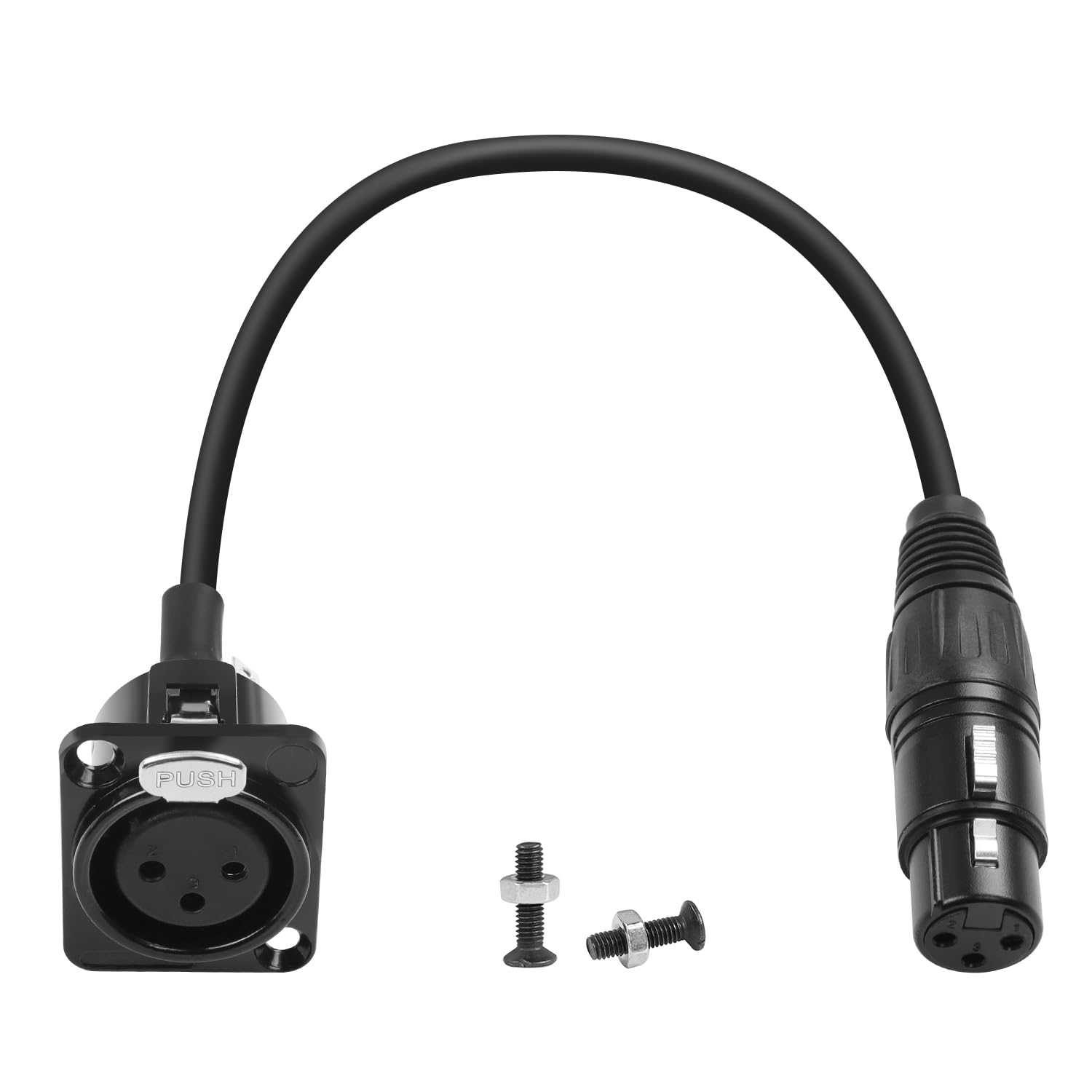 QIANRENON XLR Fixed Mount Short Cable Adapter Audio Socket 3Pin XLR Female to Female Panel Mount Cable Mic Connector XLR Feedthr
