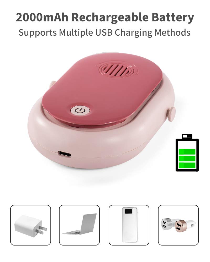 Ruinuokai Portable Hanging Neck Fan Rechargeable Necklace Fan With Adjustable Lanyard 3 Speed Wearable Mini Usb Personal Fan For