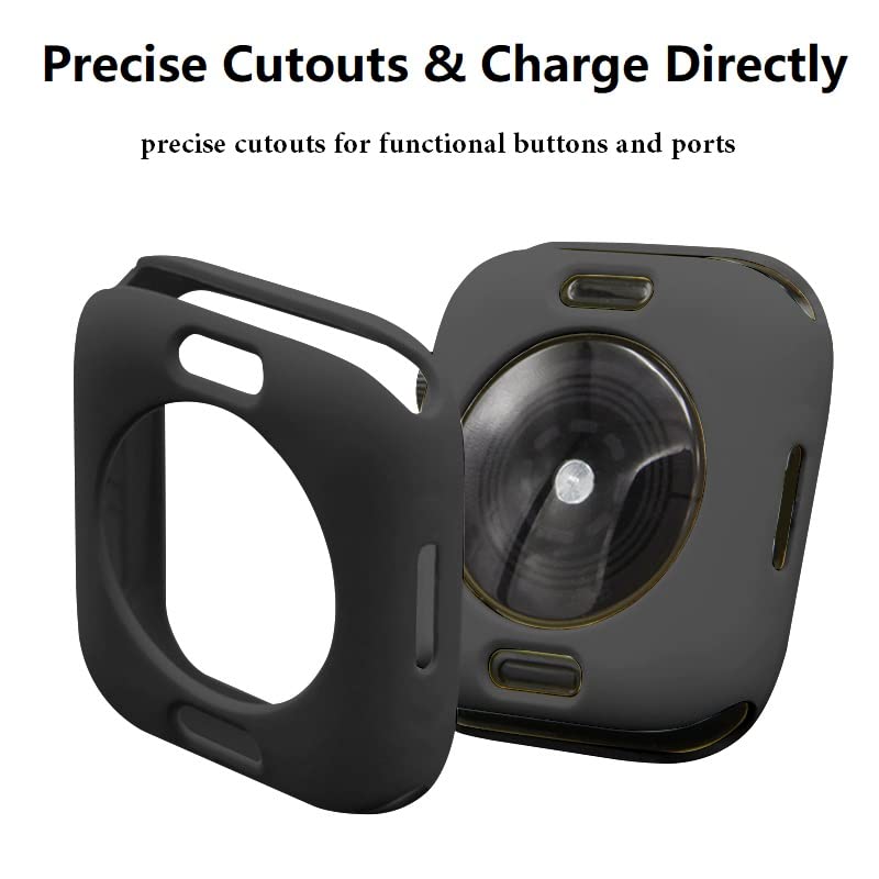 Hontao Ultra Thin Soft Tpu Shockproof Bumper Case For Iwatch Apple Watch Series 9/8/7 Black 41Mm