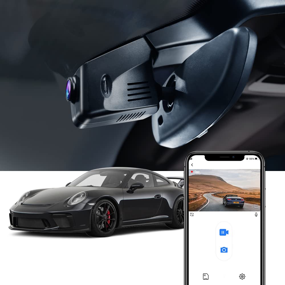 Fitcamx 4K Dash Cam Compatible With Porsche 718 Boxster Cayman 981 987 982 911 Turbo (Model C), Integrated Oem Look, Uhd 2160P V