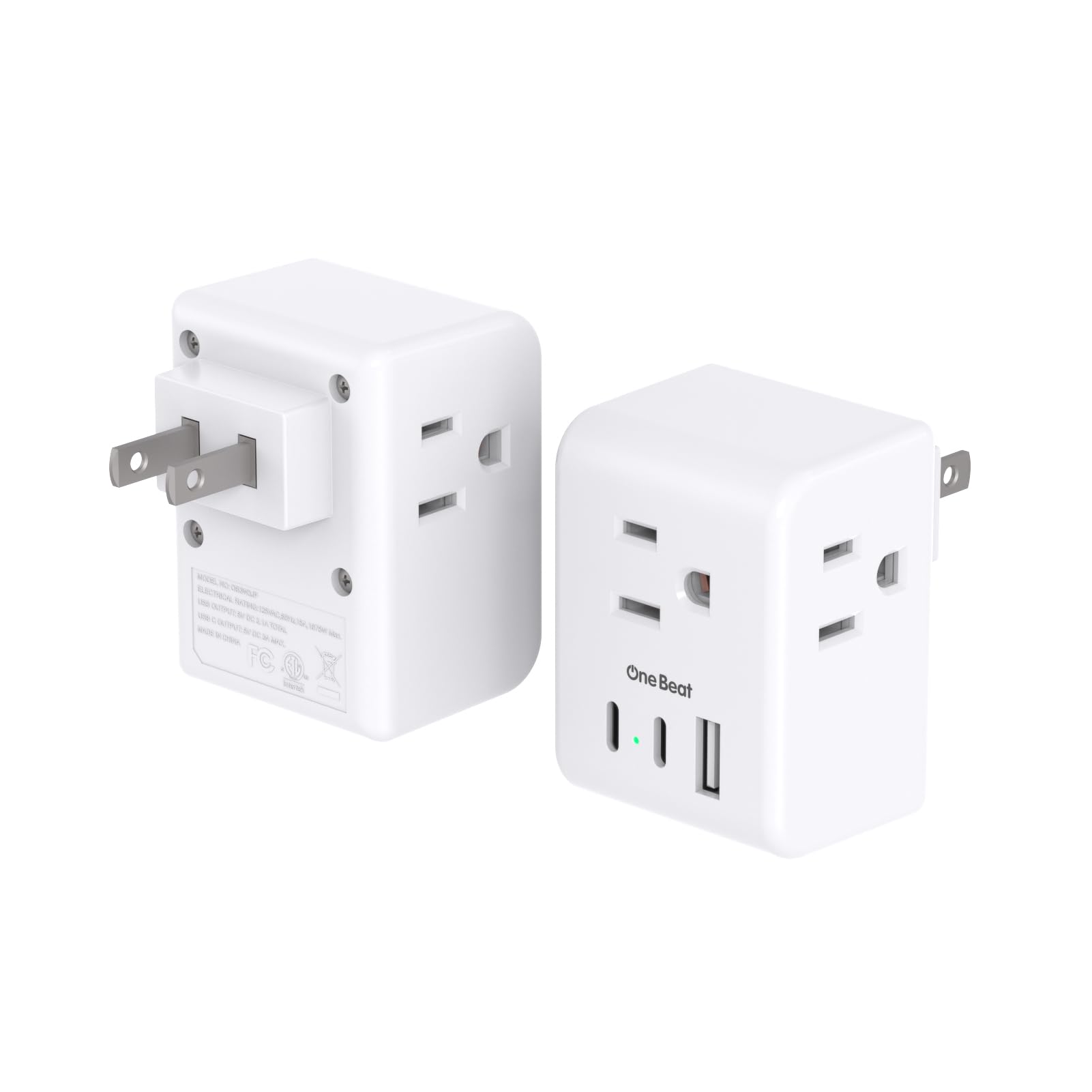 2 Pack Us To Japan Plug Adapter, 2 Prong To 3 Prong Outlet Adapter With 3 Outlets 3 Usb Ports(2 Usb C), Type A Travel Power Conv