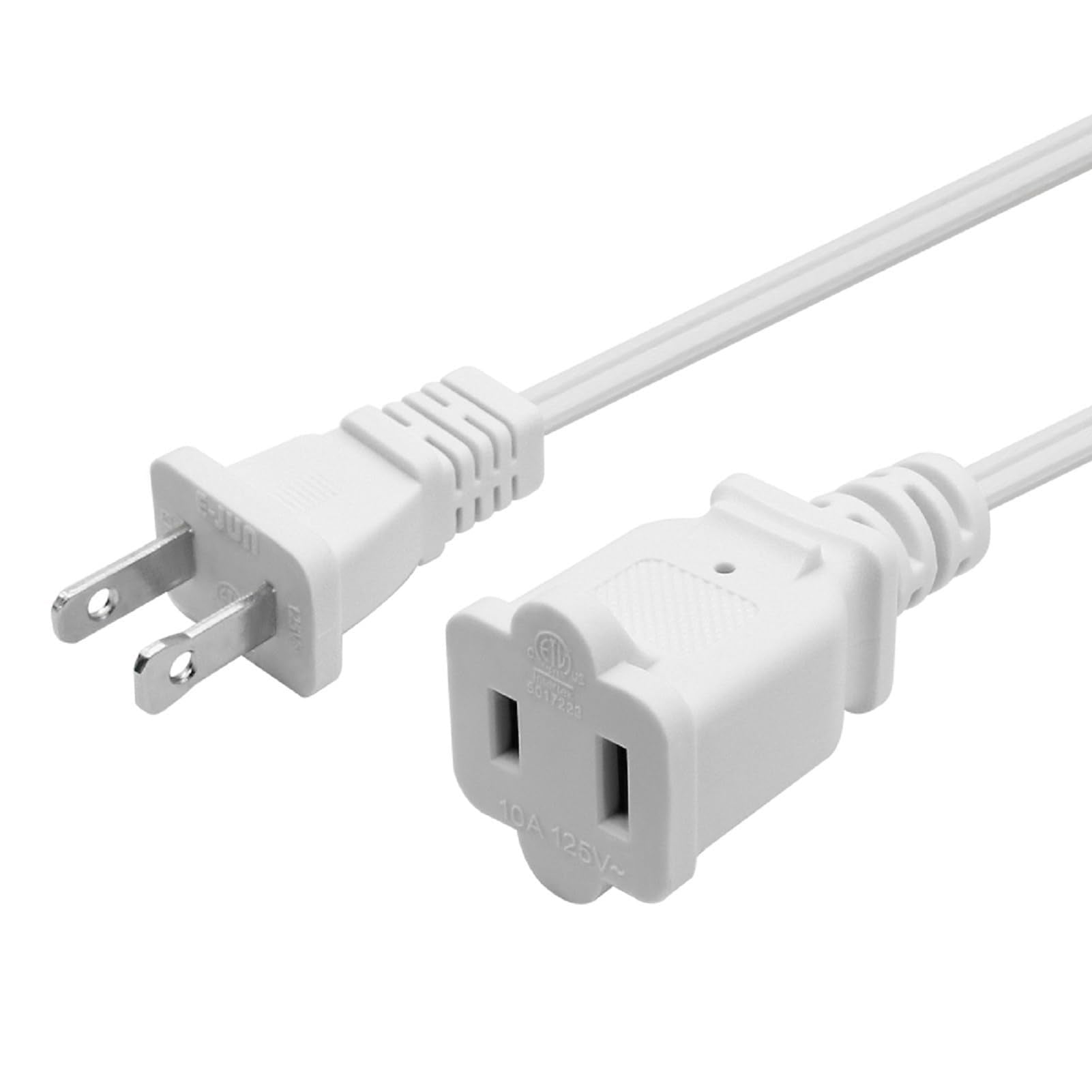 Extension Cord 10 Ft,4 Pack 2 Prong Power Cord For Indoor And Outdoor,Us Male/Female Power Cable For Nema 1 15P To Nema 1 15R,Wh