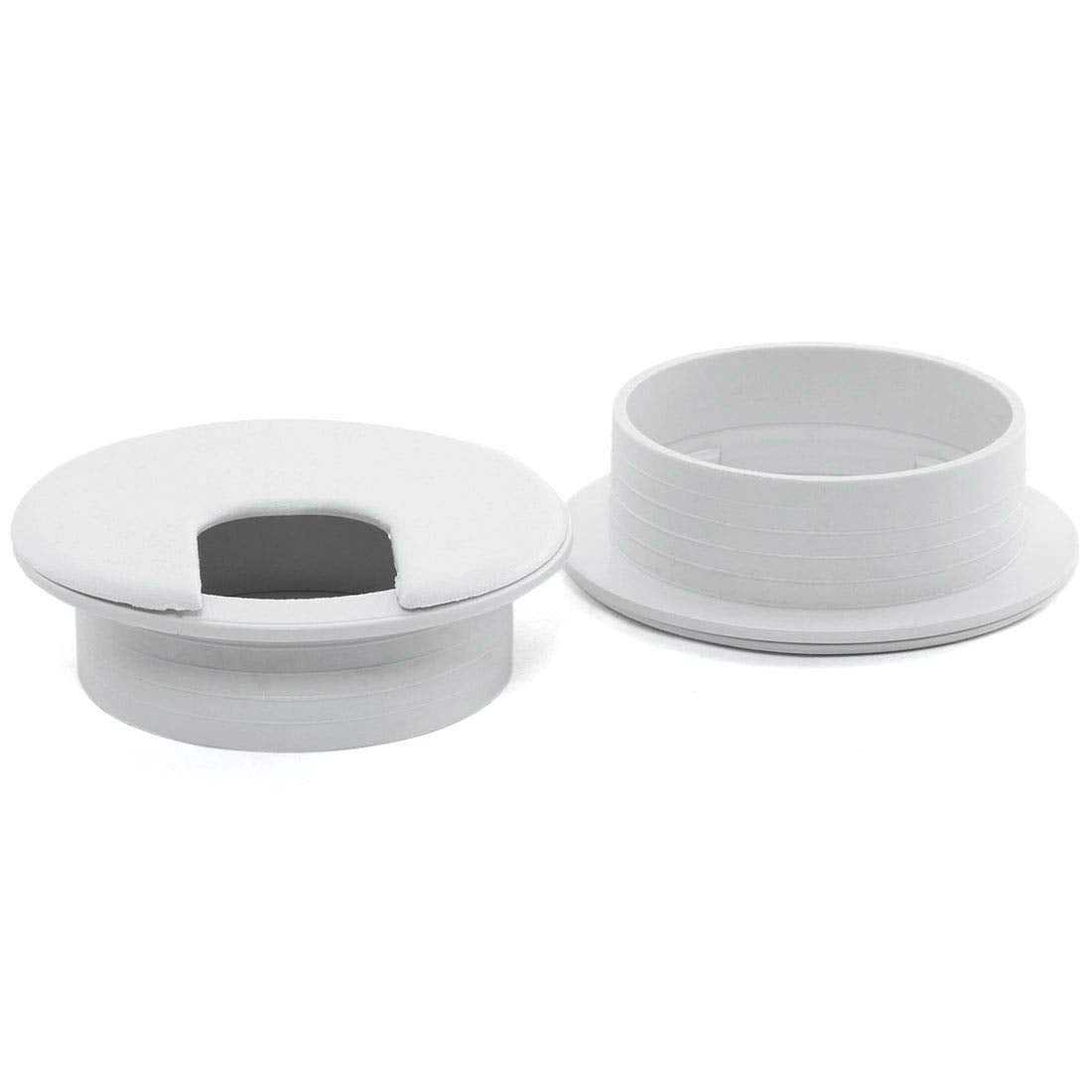 2Pcs 2 Inch Desk Wire Cord Cable Grommets Hole Cover For Office Pc Desk Cable Cord Organizer Plastic Cover (White 2Pcs)