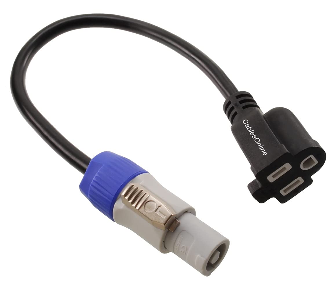 Cablesonline, 1Ft. 16Awg Stage Lighting Fixture Gray Blue Power Out Connector To 3 Prong Nema 5 15R Female Power Adapter Cable,