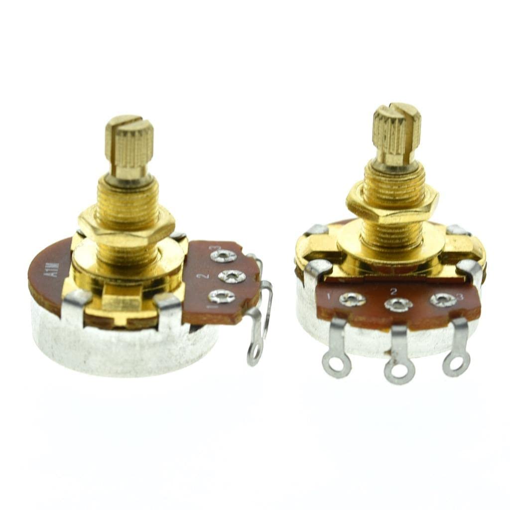 Kaish Pack Of 2 Full Size Metric Guitar Bass Pots With 18Mm Brass Shaft Audio Taper Potentiometers A1Meg