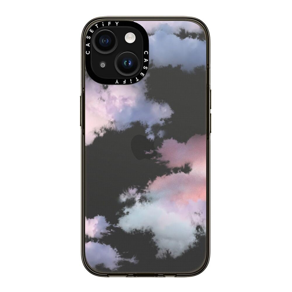 Casetify Compact Case For Iphone 15 [2X Military Grade Drop Tested / 4Ft Drop Protection]   Clouds   Clear Black
