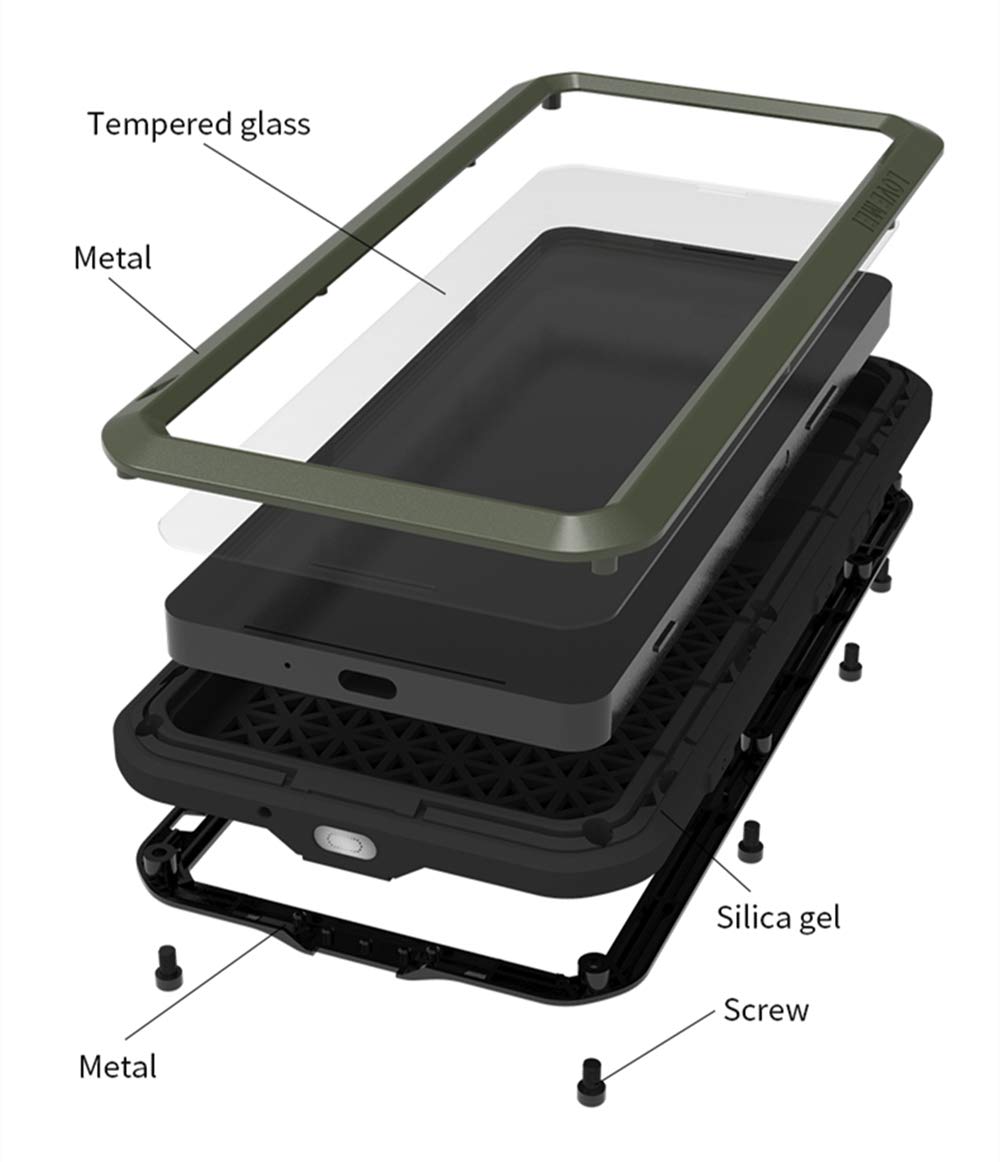 Love Mei For Sony Xperia 1 Ii (2020) Case, Military Heavy Duty Shockproof Dust/Dirt Proof Hybrid Aluminum Metal+Silicone+Tempere