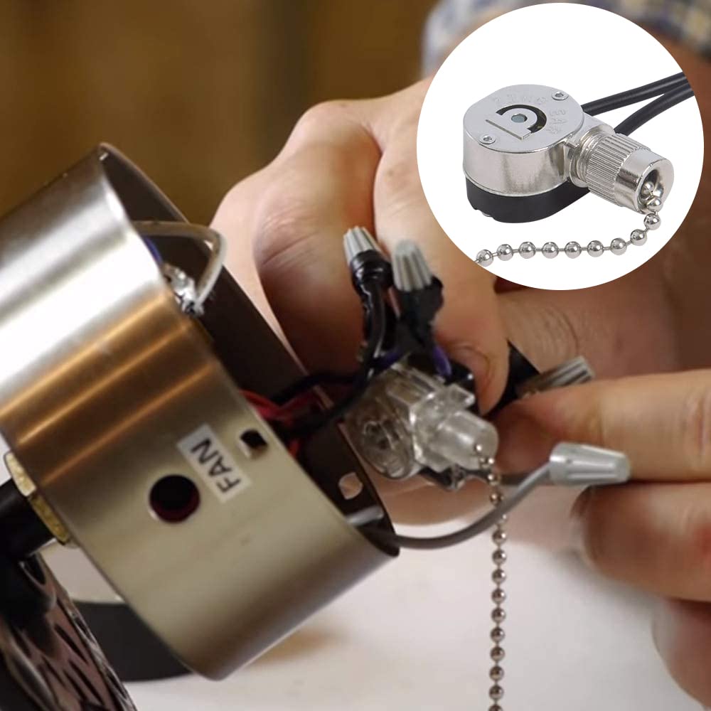 Ceiling Fan Light Switch Ze 109M Metal Pull Chain Switch,Two Wire Fan Switch For Ceiling Fan Light Fixture Replacement Parts Nic