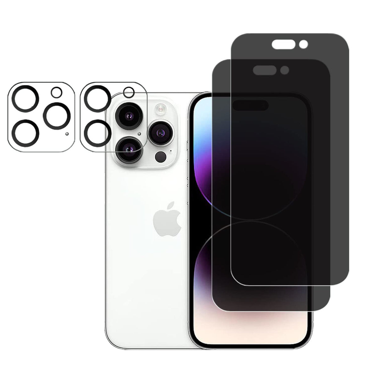 [2+2 Pack] Iphone 14 Pro Max Privacy Screen Protector And Camera Lens Protectors, Douglass Anti Spy Screen Glass Protector 9H Ha