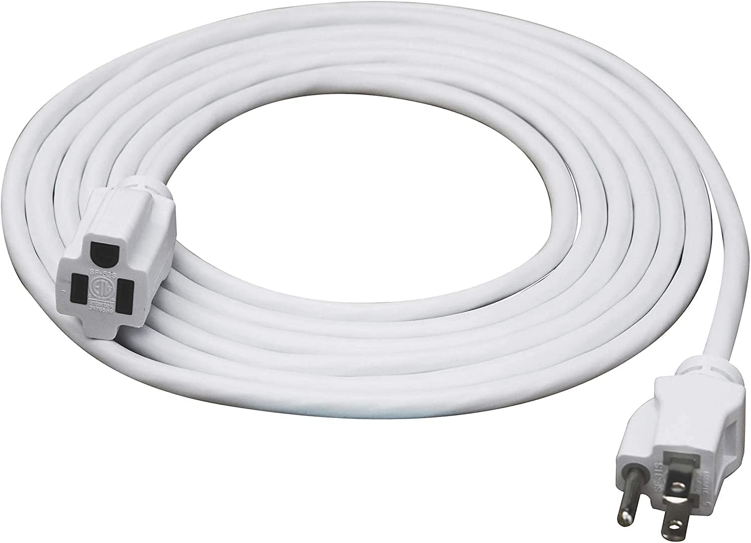 Clear Power 9Ft Outdoor Extension Cord, 3 Prong, 16 Gauge General Purpose Power Cord, Grounded Plug, White, Flame Retardant, Wat