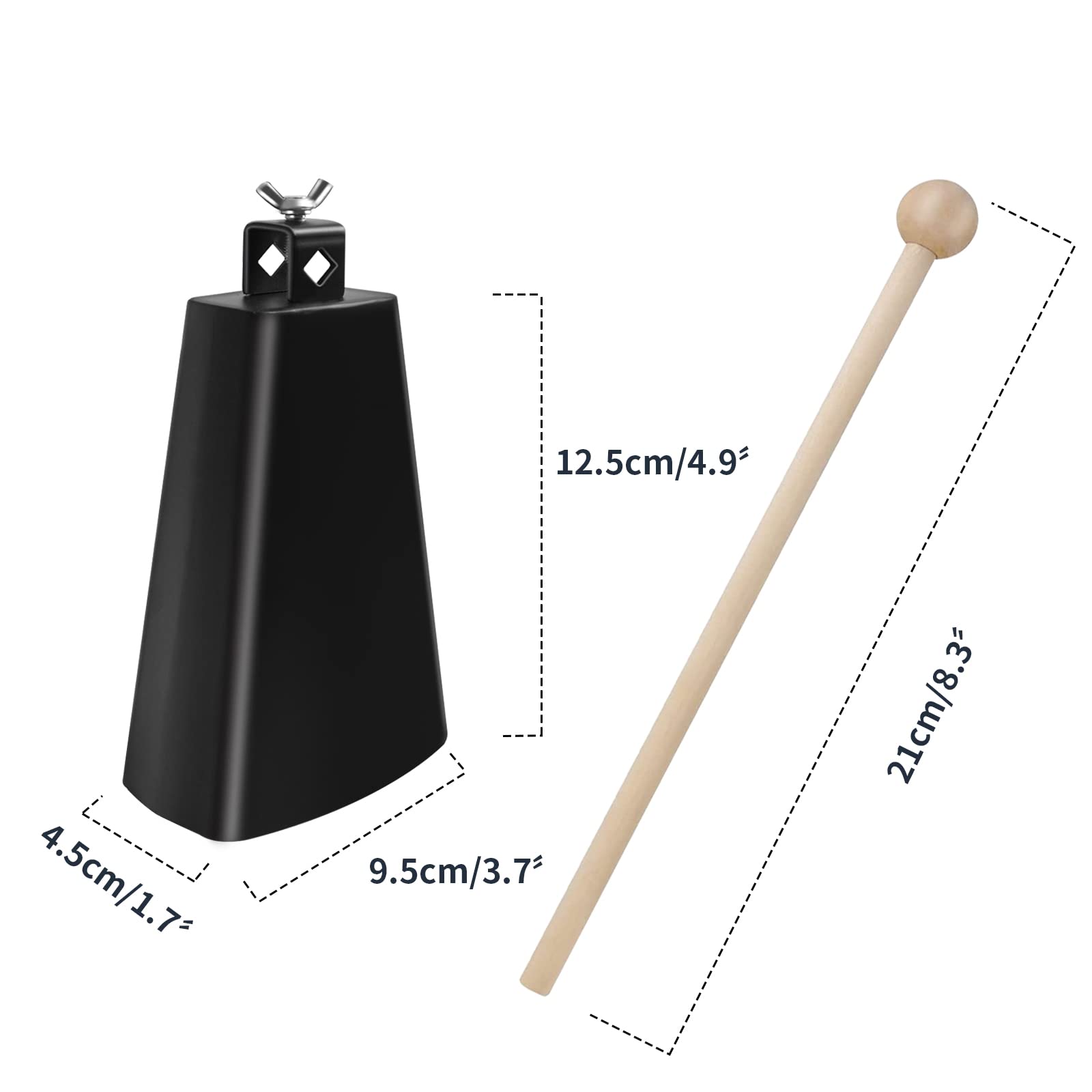 Soulmate 5 Inch Metal Steel Cow Bells Instrument Noise Makers Cowbell Hand Percussion Cow Bell With Handle Stick For Drum Set