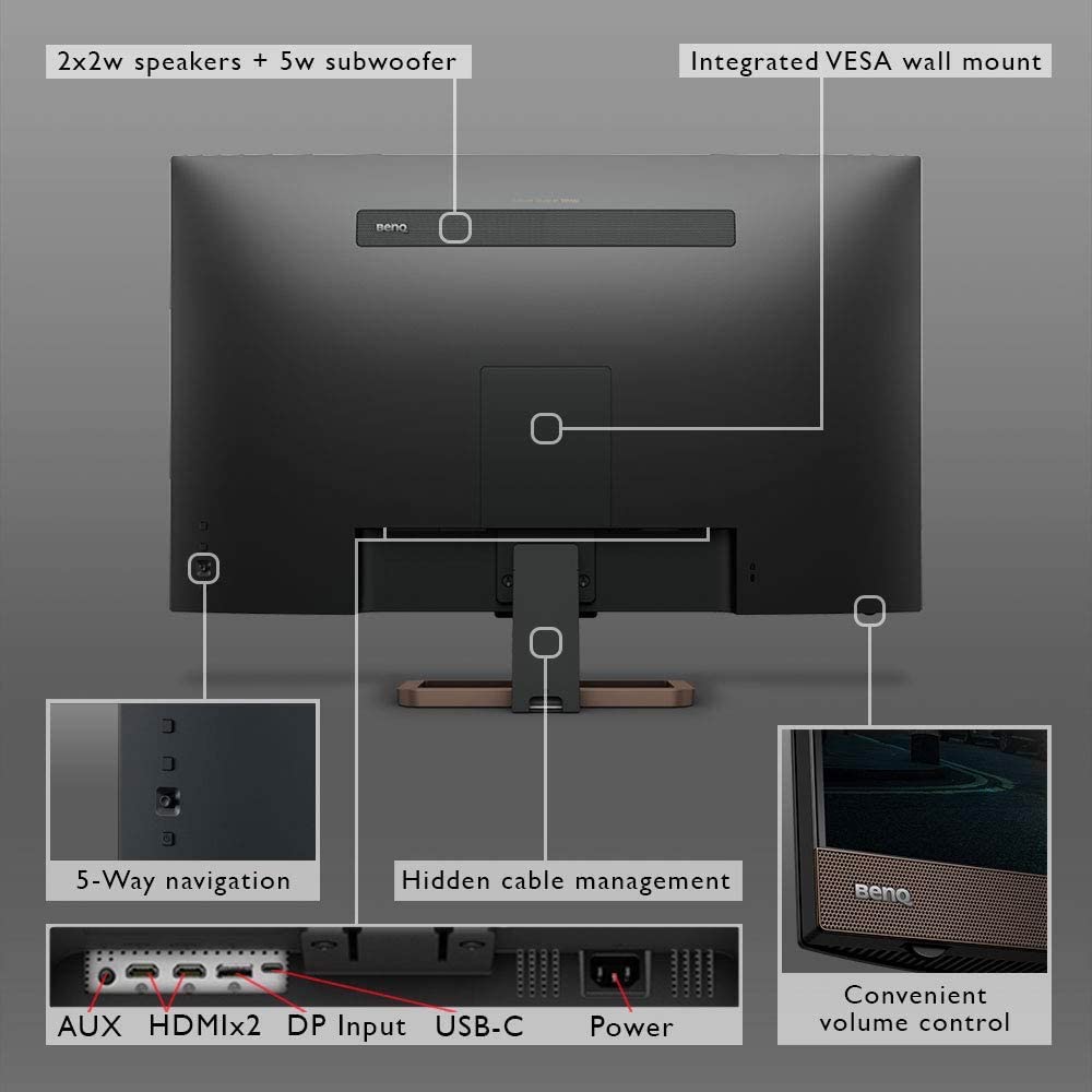 Benq Ew3280U Premium Monitor 32'' 4K Uhd W/ Remote Control | Ips | Hdri | Eye Care Tech | Adaptive Brightness | Tilt Screen | 2.