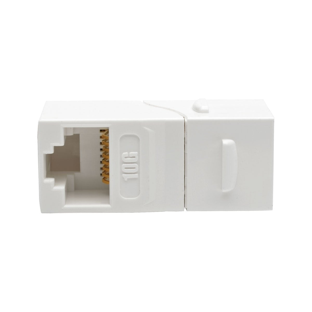 Tripp Lite Cat6A Straight Through Modular In Line Snap-In Coupler W/90-Degree Down-Angled Port White Rj45 F/F (N235-001-Wh-6Ad)