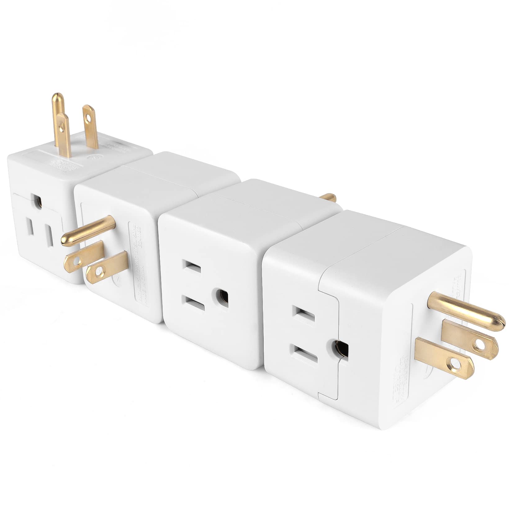 3 Outlet Wall Adapter Cube Tap, Ul Listed 3 Prong Grounded Plug Extender,125V, 1875W   3 Way Multi Outlet Wall Plug,Power Outlet