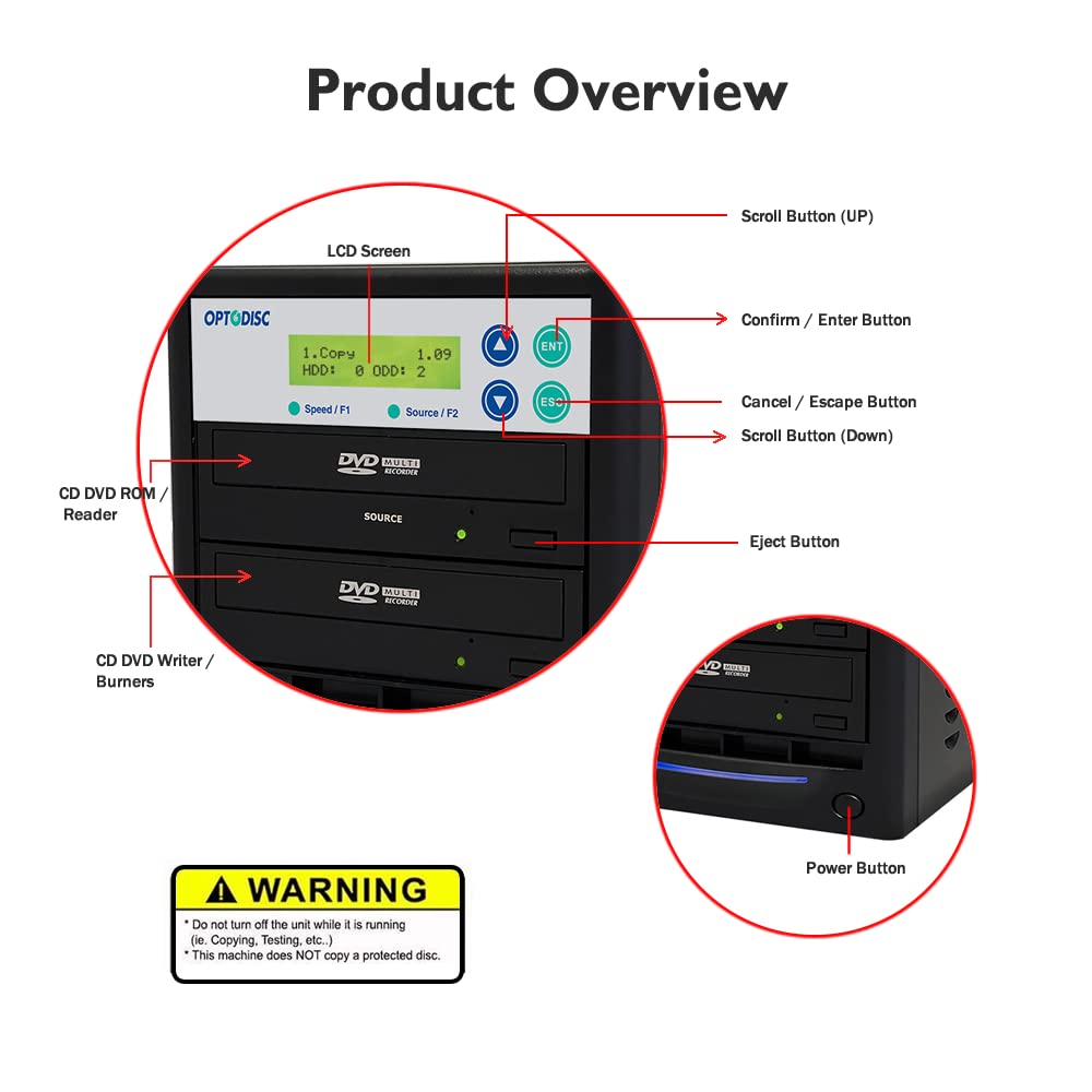 Optodisc 1 To 1 24X Burner M Disc Support Cd Dvd Duplicator   Standalone Copier Duplication Tower Opto S1T Dvd Bk