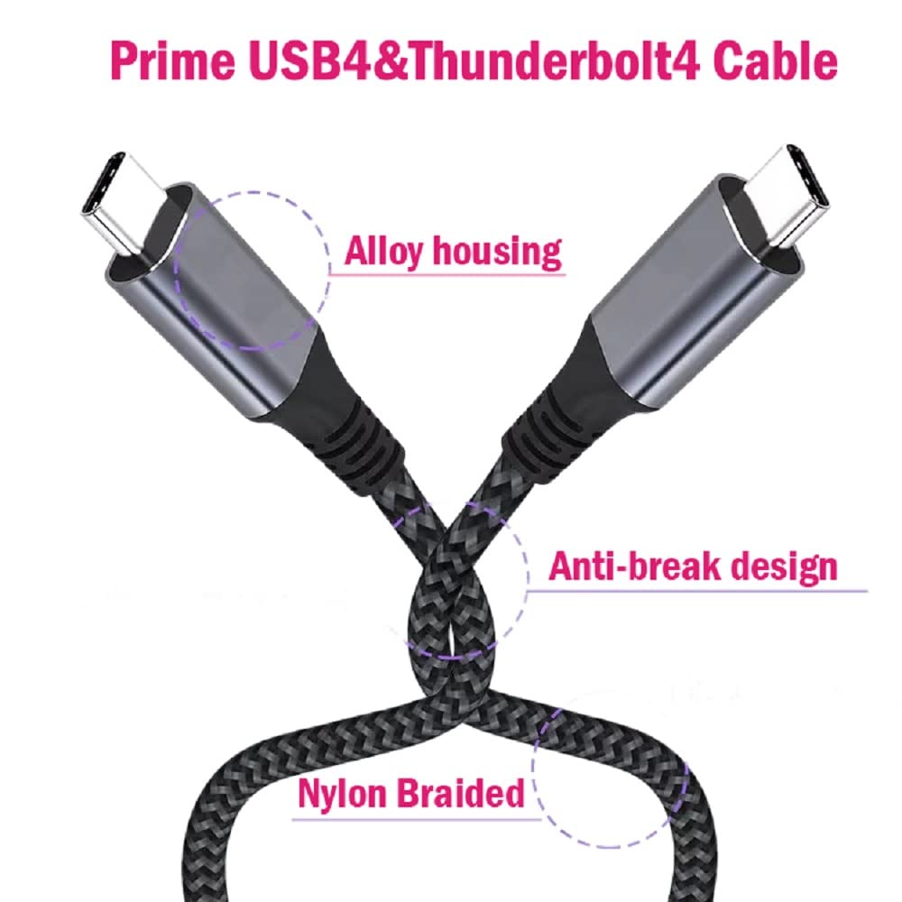 Usb4 Thunderbolt 4 Cable 40Gbps 8K Video And 240W Charging Full Featured Usb C Cable Compatible With Thunderbolt 3 For Macbook P
