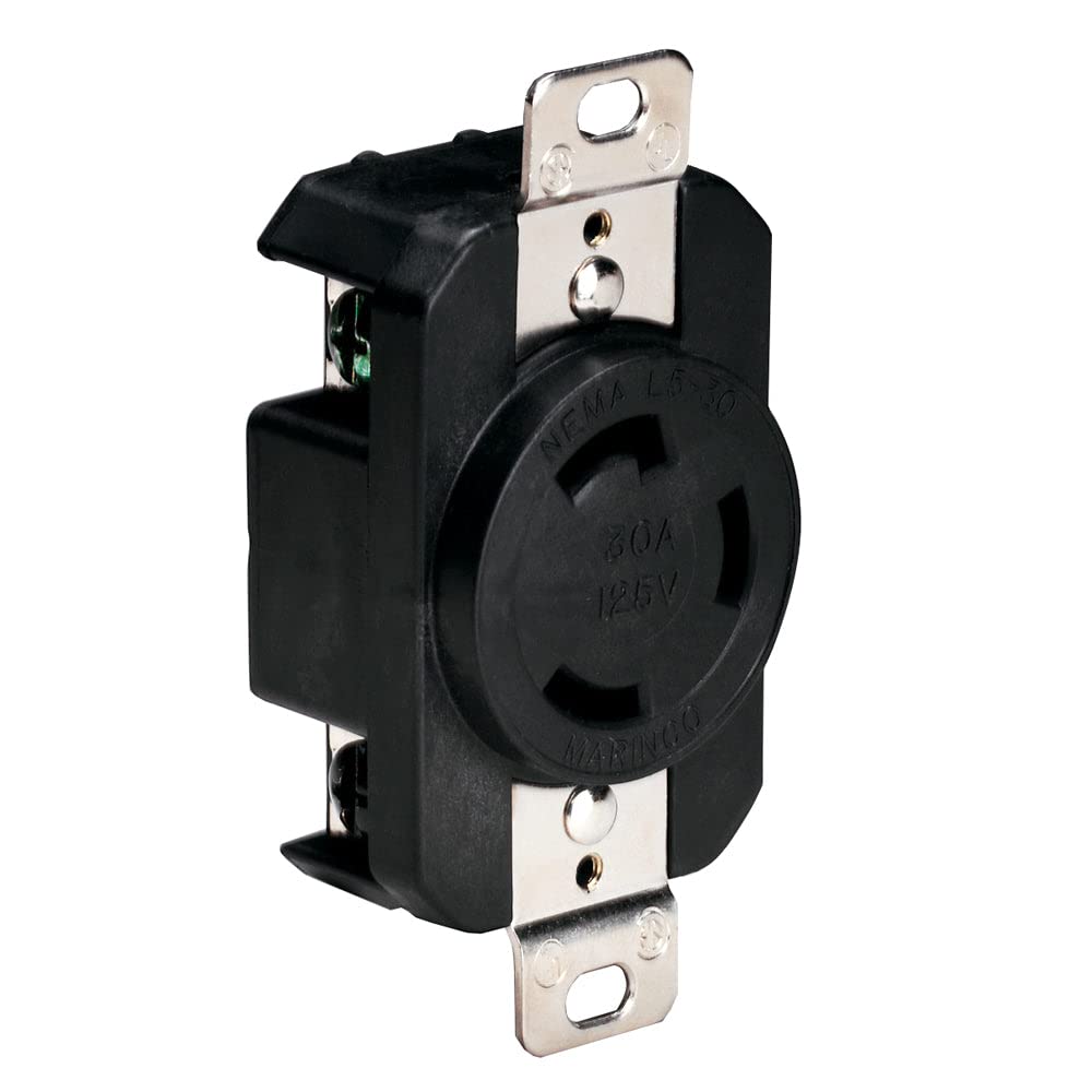 Marinco 305Crrb 125V 30Amp Locking Receptacle   Black