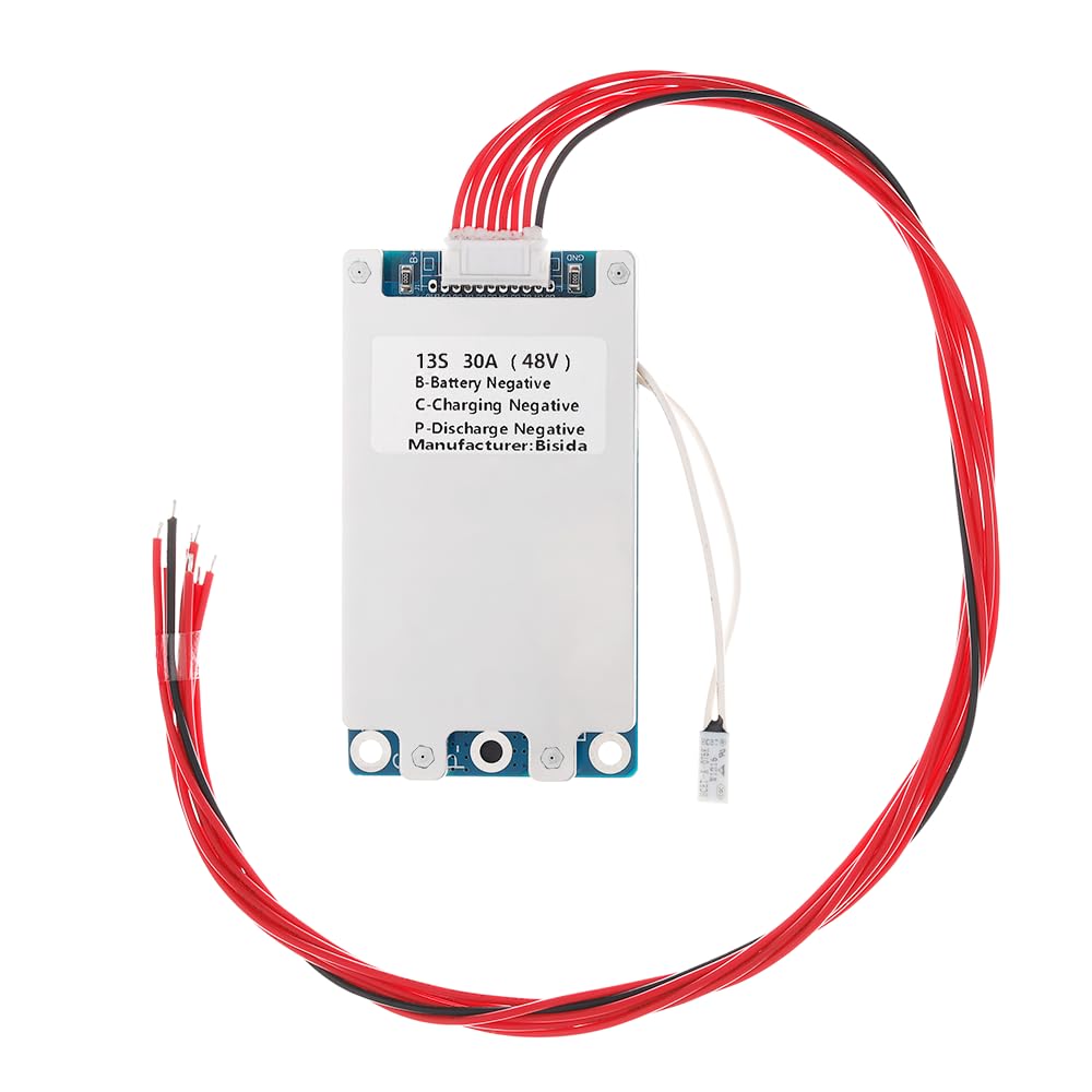 Bisida 13S Bms 48V 30A Li Ion Pcb Protection Board With Balance Wire And Ntc, Ten Functional Protections, Split Ports, For Lithi