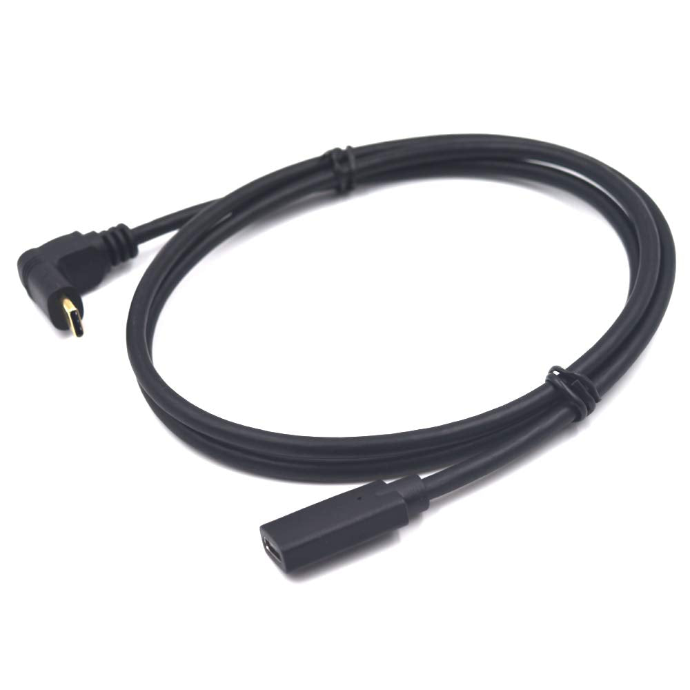 Kework 3.3Ft Usb C To Usb C Extension Cable, 90 Degree Angle Up& Down Usb Type C Male To Female Sync Charging & Data Transfer Co