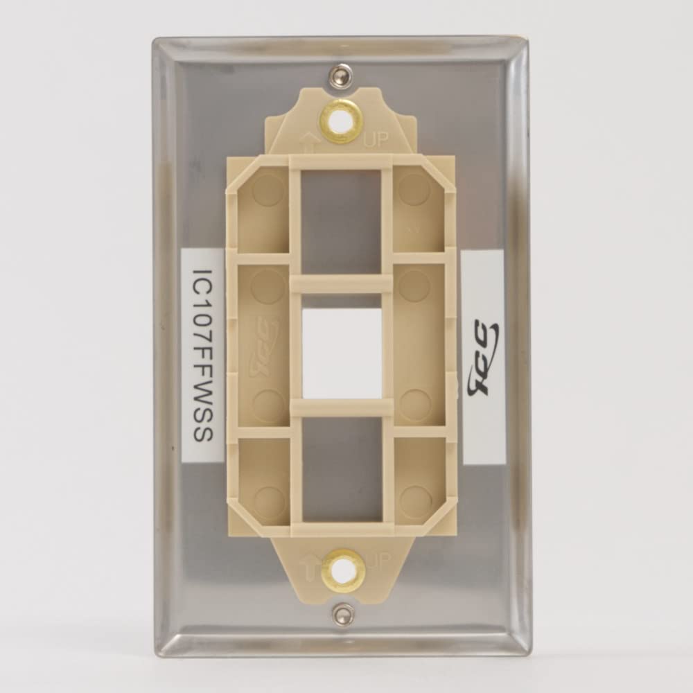 Icc Telephone Stainless Steel Faceplate With 1 Port For Ez/Hd Style And Hanging Standoffs